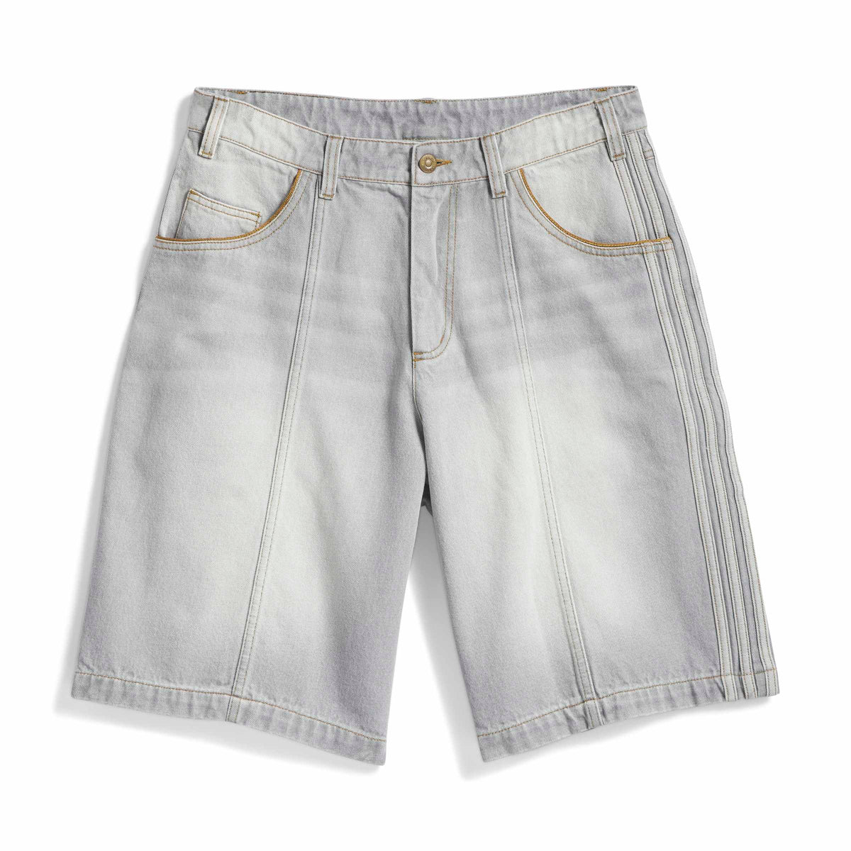 adidas Skateboarding x Tyshawn Washed Denim Shorts in Grey — loose fit, durable denim, Tyshawn Jones signature style, skate and street ready