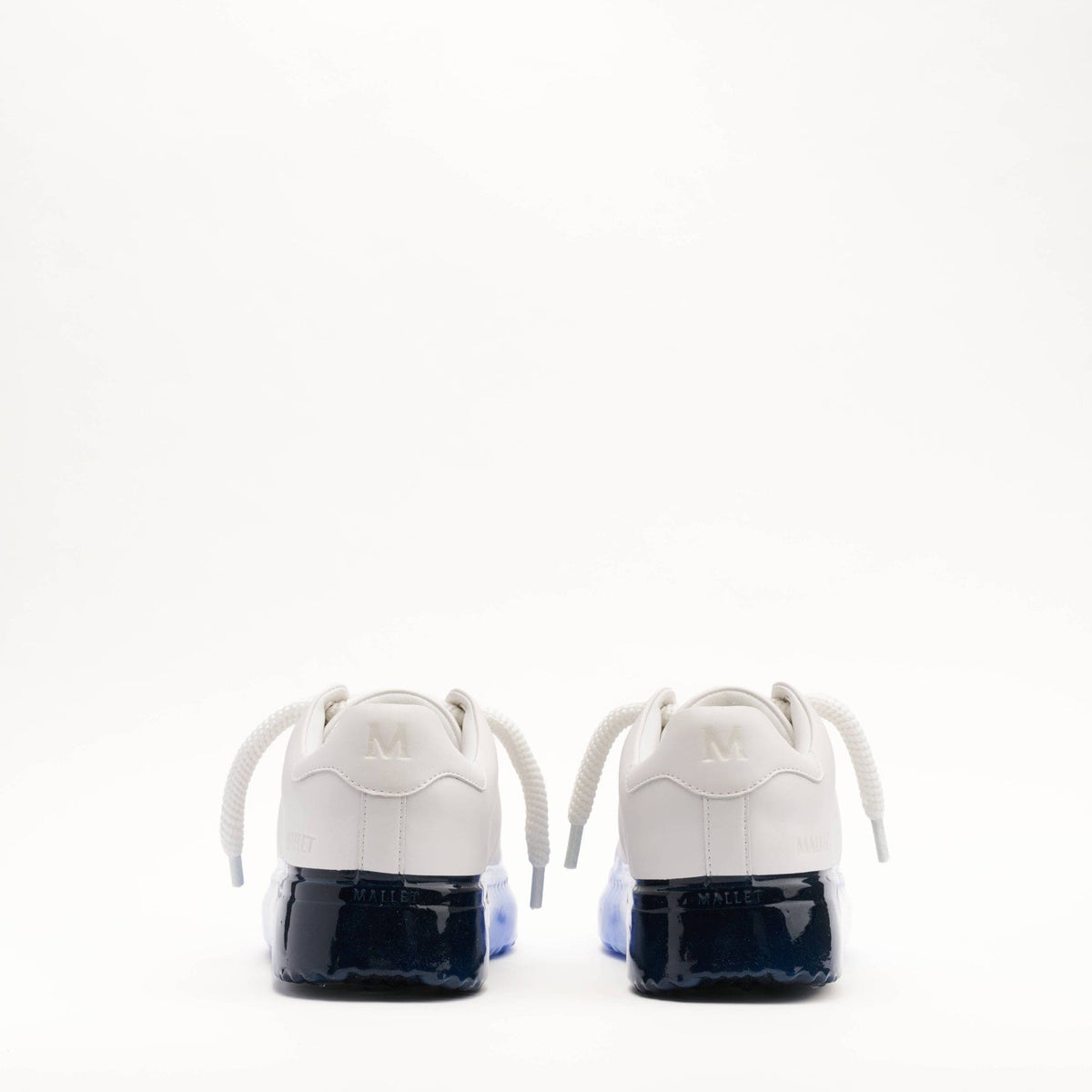 MALLET GRFTR Lite Men's White Blue Ombre Dip Leather Trainers — UK 05 — Size White Blue — Top View