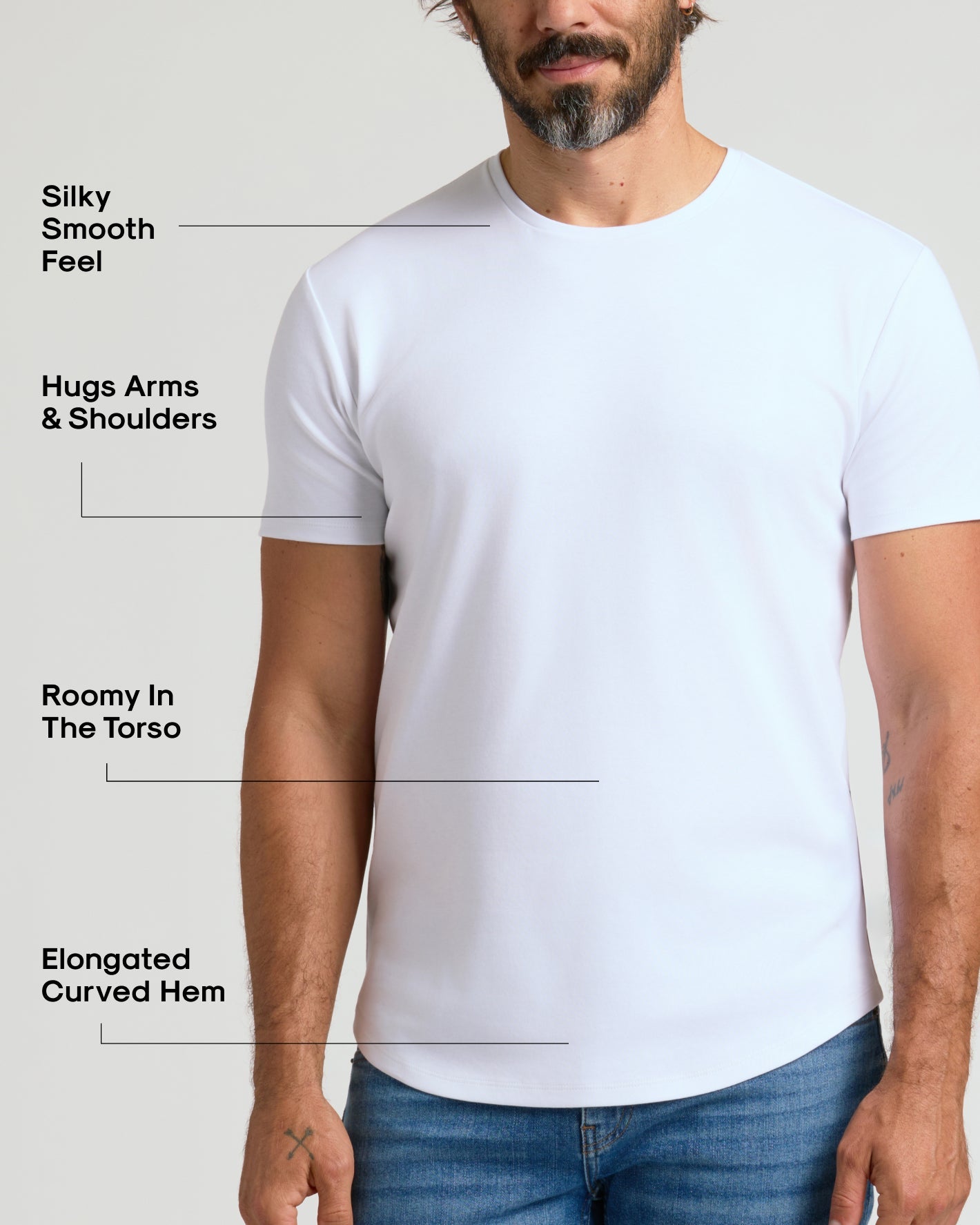 Pima Cotton Blend Curved Hem Crew 7-Pack
