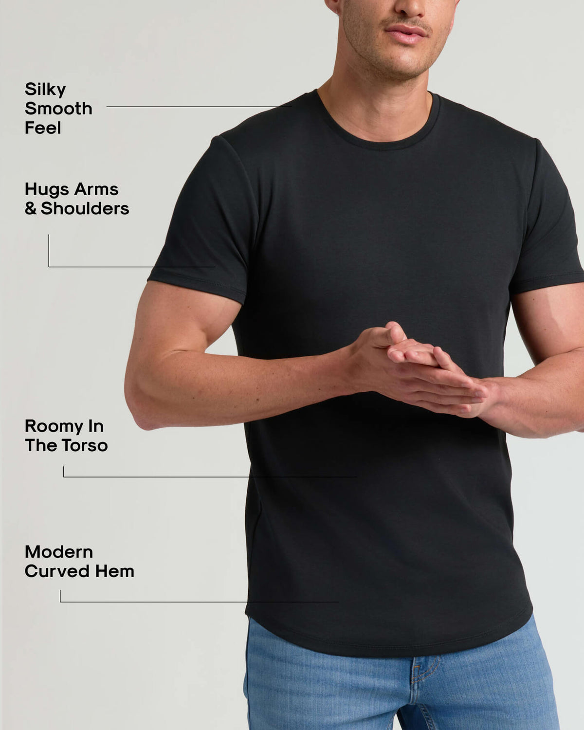 Tall Pima Cotton Blend Curved Hem Crew 4-Pack
