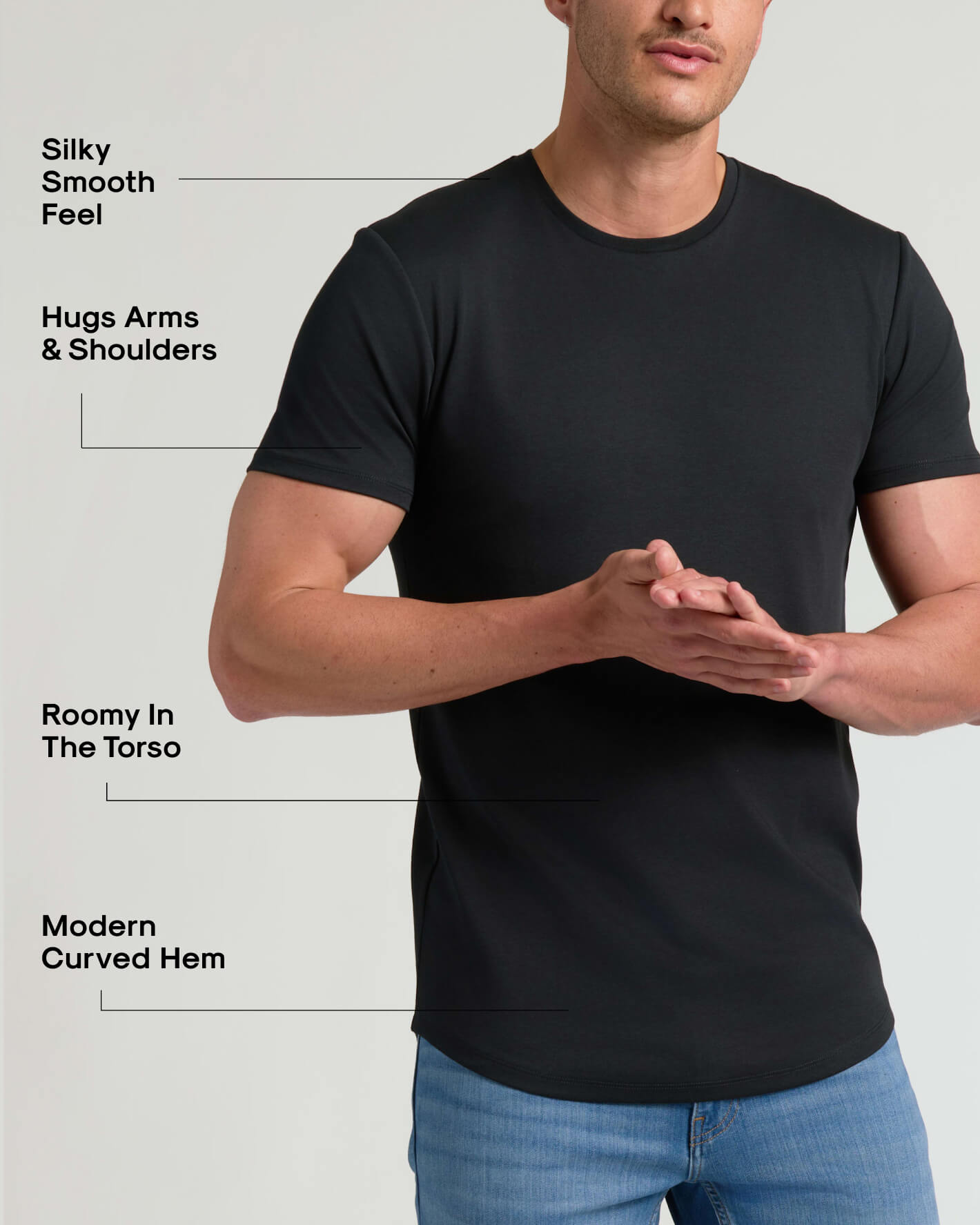 Tall Pima Cotton Blend Curved Hem Crew 4-Pack