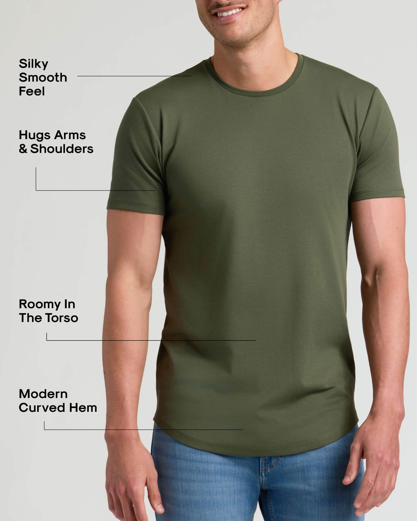 Tall Pima Cotton Blend Curved Hem Crew 2-Pack