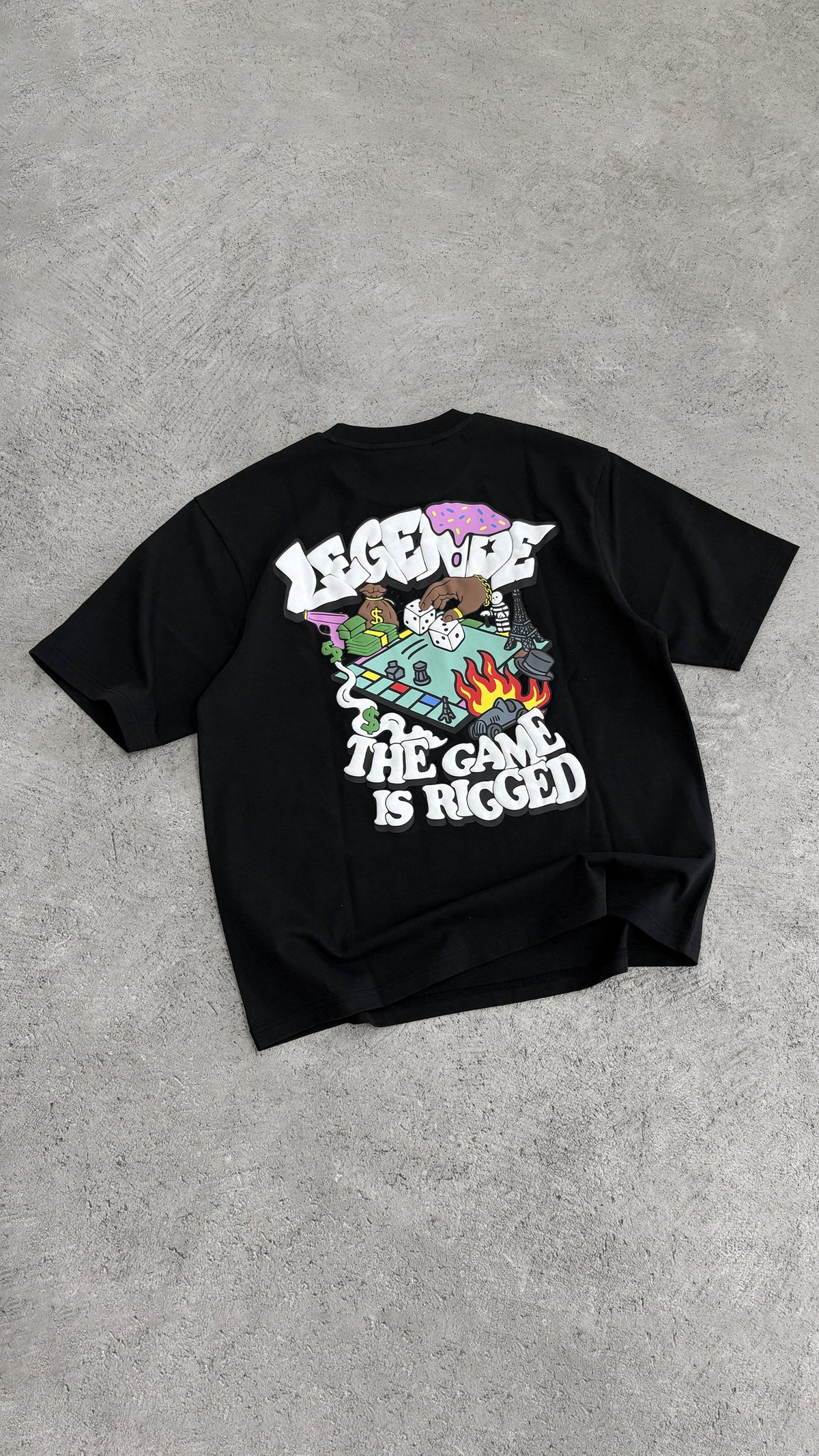 Legende Paris GAME IS RIGGED T-SHIRT - BLACK — XS — Lifestyle View