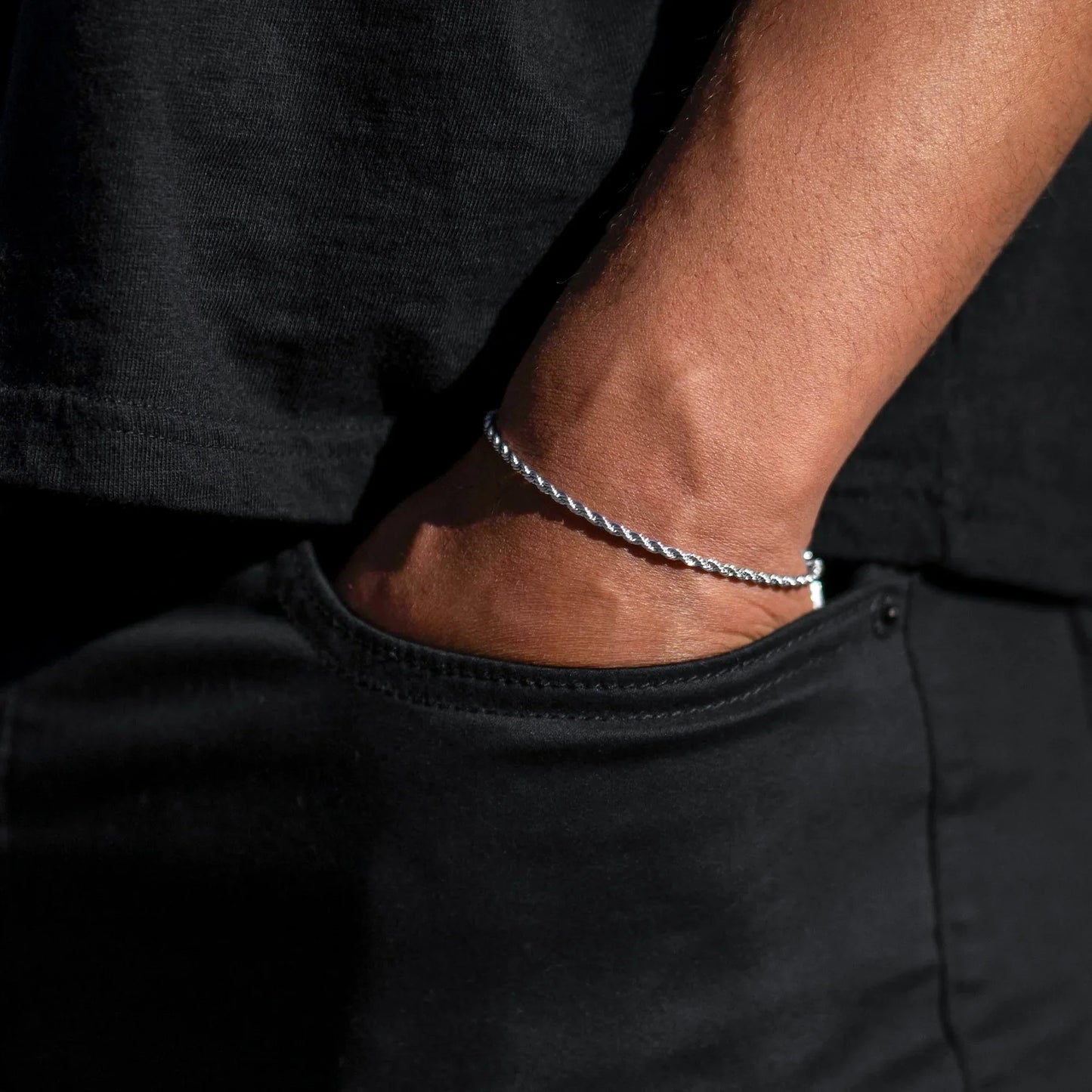 Rope Chain Bracelet, 2.5MM - Silver
