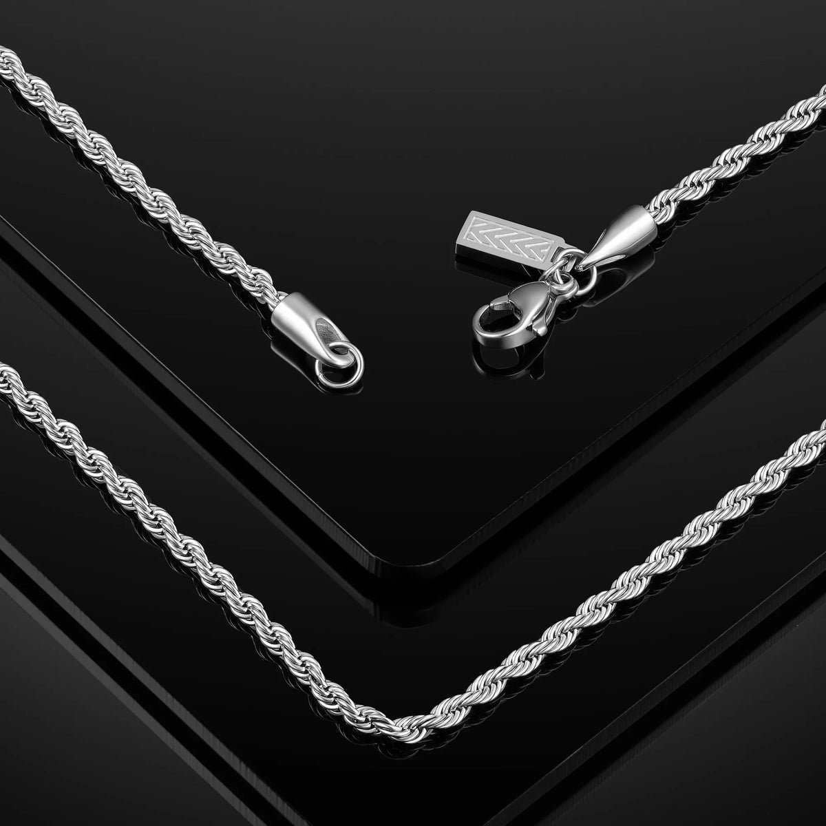 Rope Chain Necklace, 2.5MM - Silver