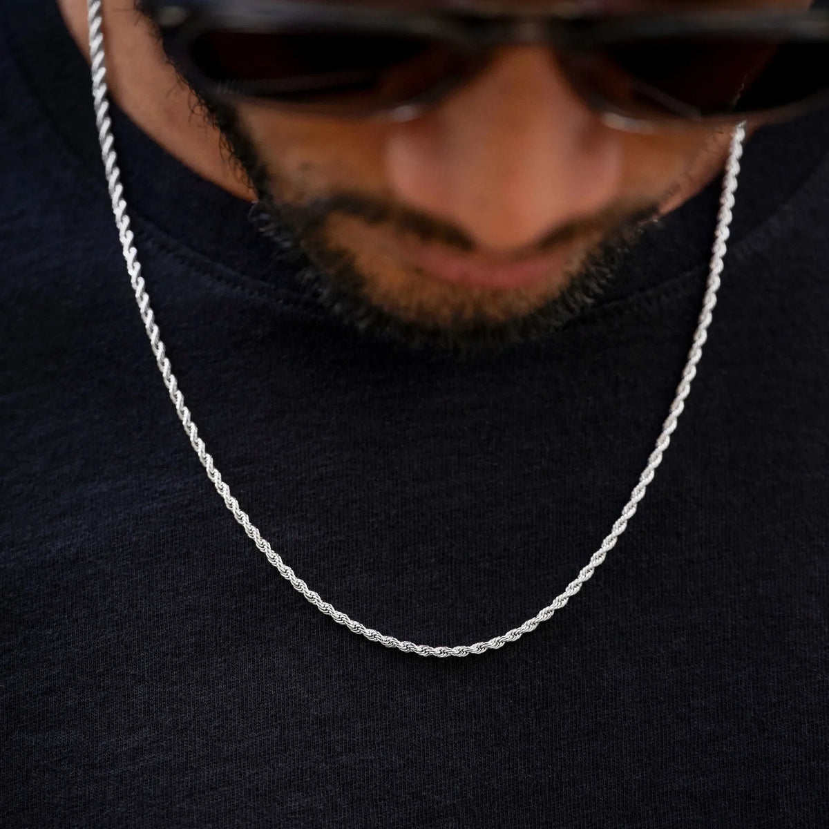 Rope Chain Necklace, 2.5MM - Silver
