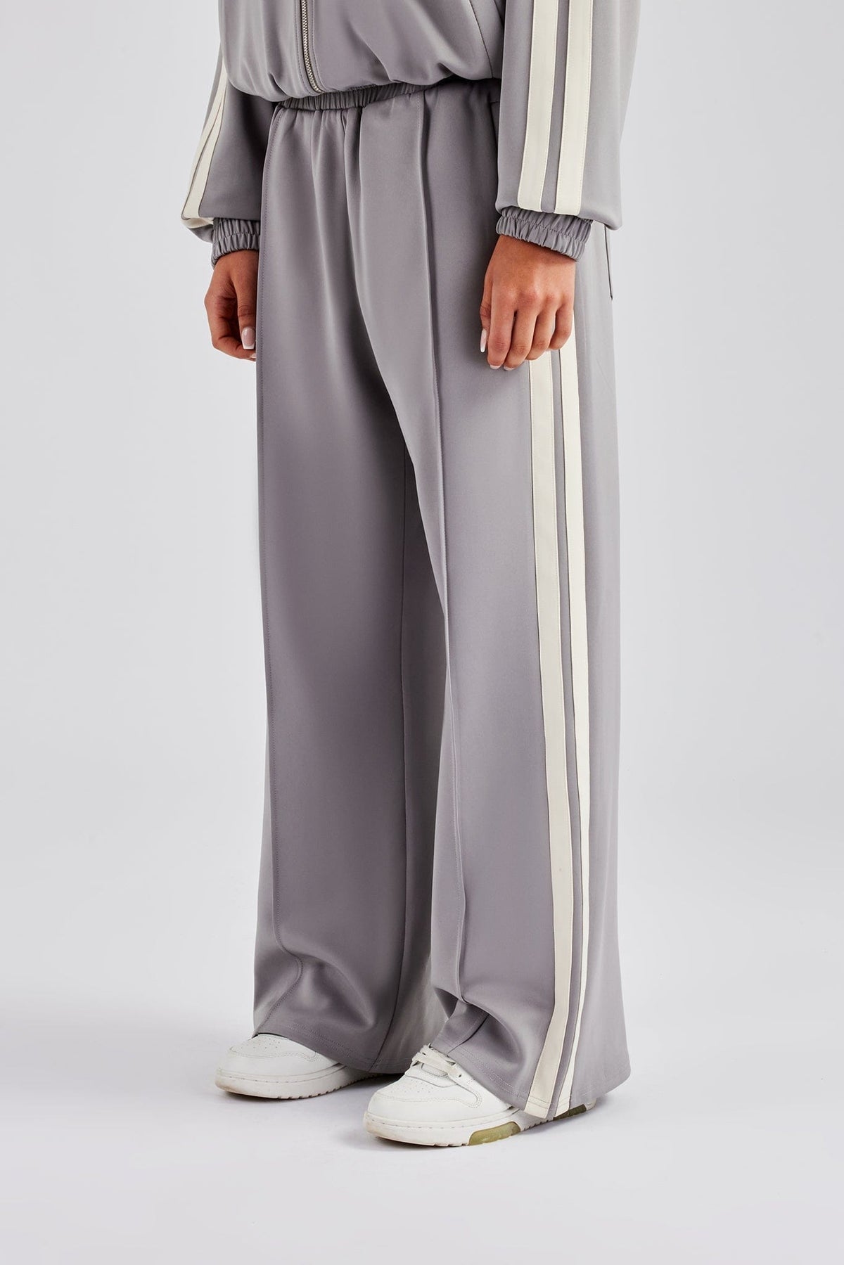 Cernucci Taping Wide Leg Track Pant - Grey — XS — Front View