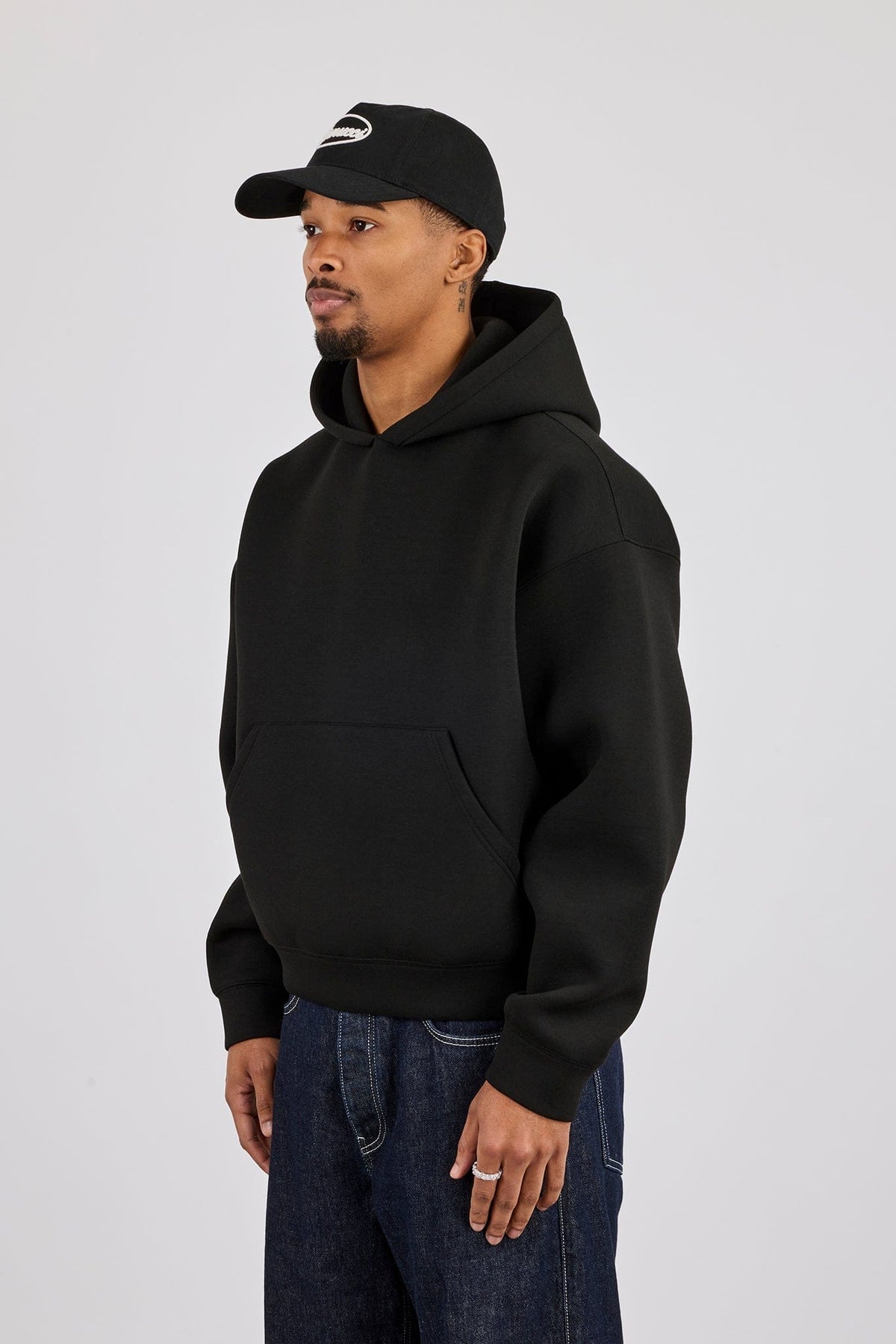 Cernucci Scuba Boxy Hoodie  - Black — S — Back View