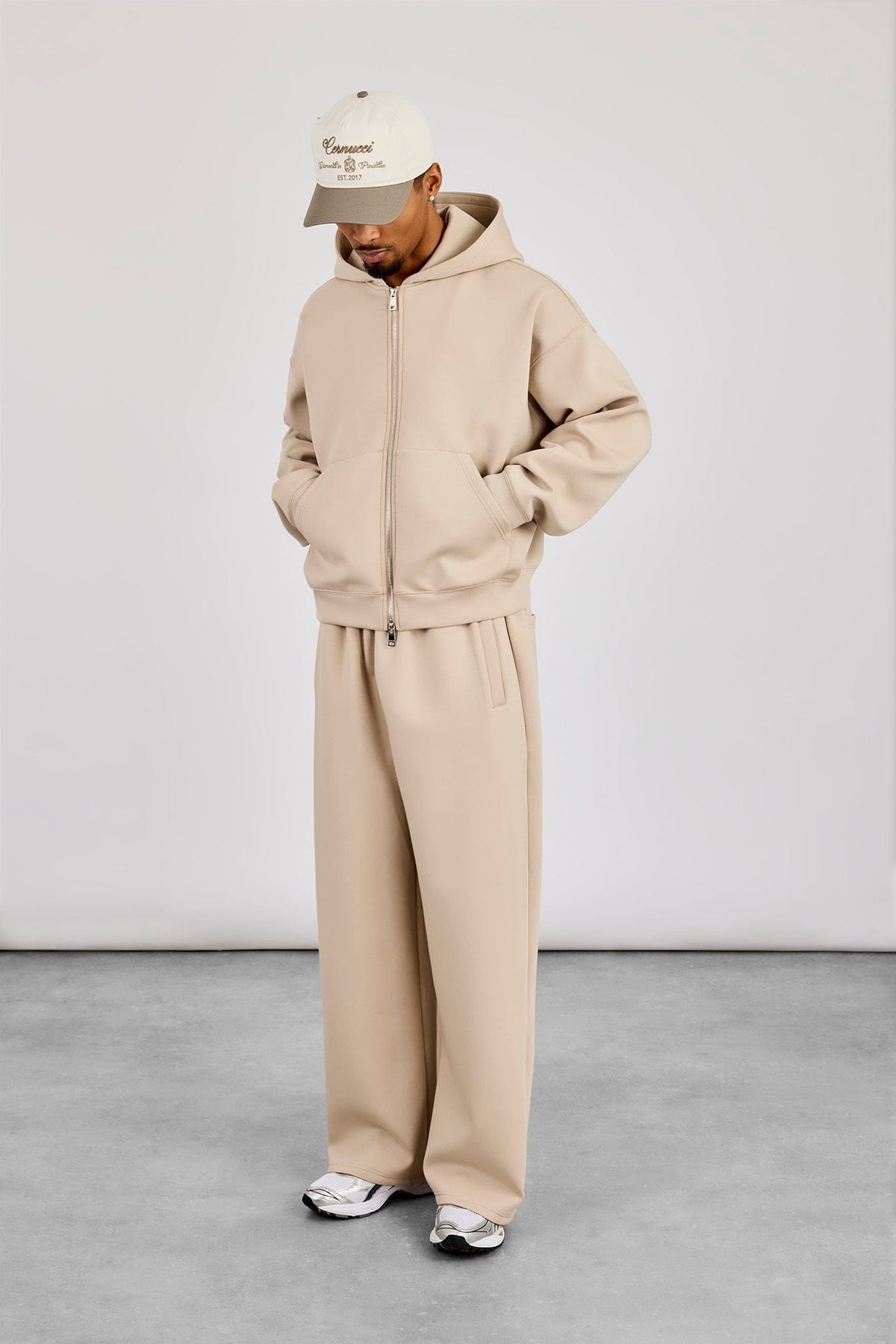 Cernucci Scuba Baggy Fit Trouser - Stone — S — Side View