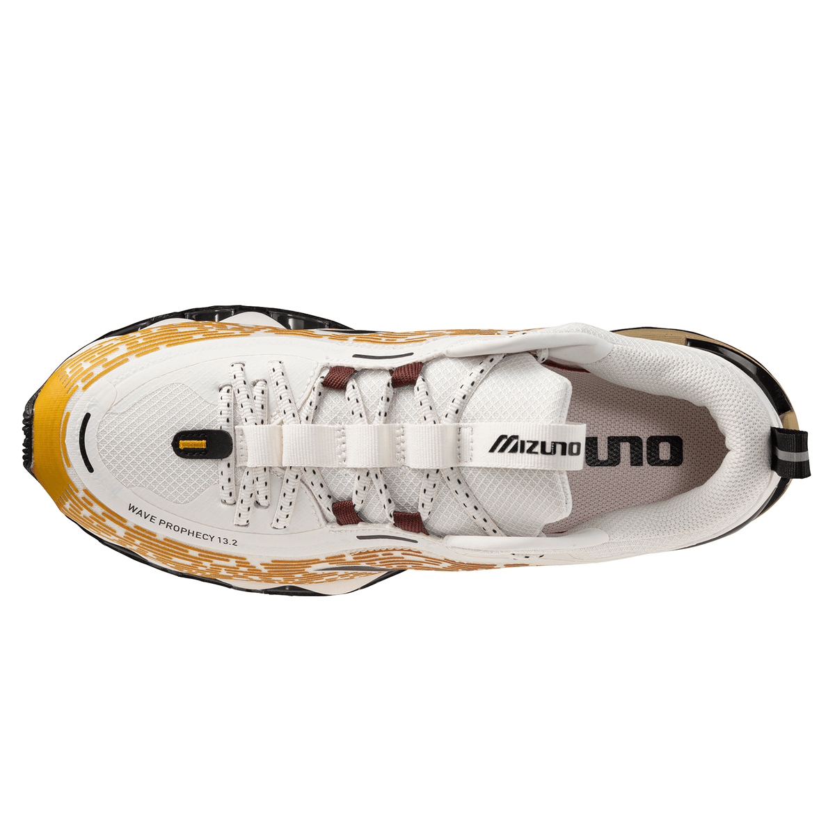 Mizuno Wave Prophecy 13.2 'Harvest Gold Black Snow White' — UK 4 | EU 36.5 | US 5 — Top View