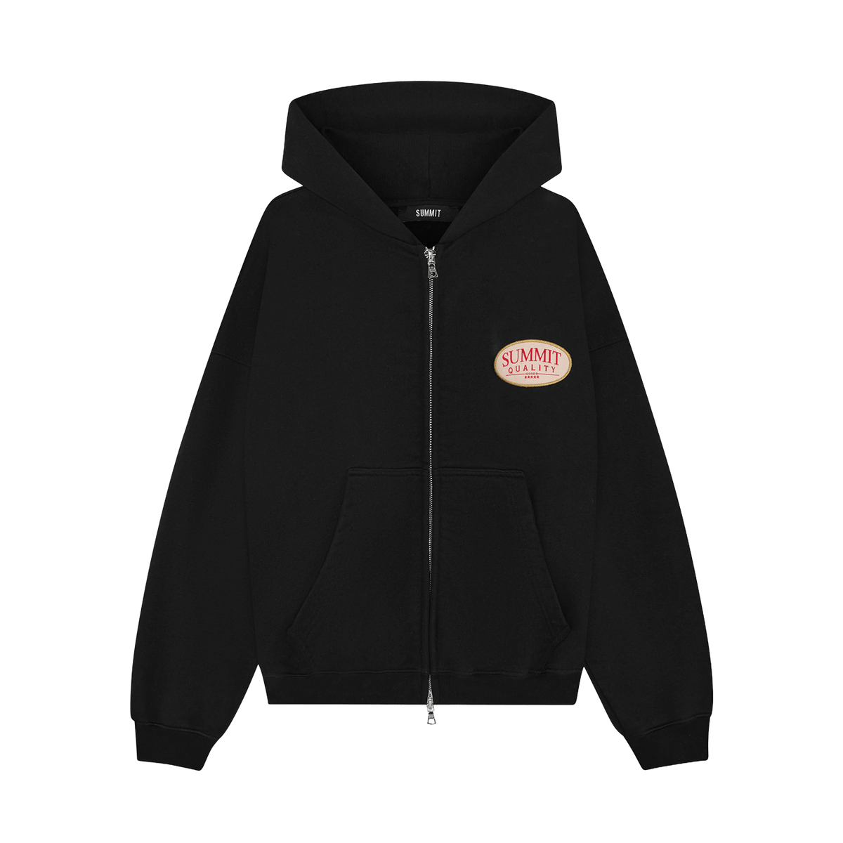Summit Quality Goods Patch Hoodie 'Black' — XXS — Front View