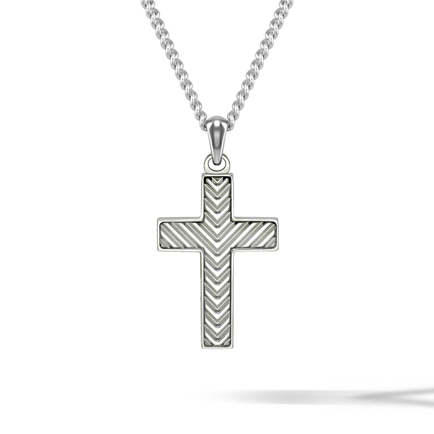 Chevron Cross Pendant - Silver