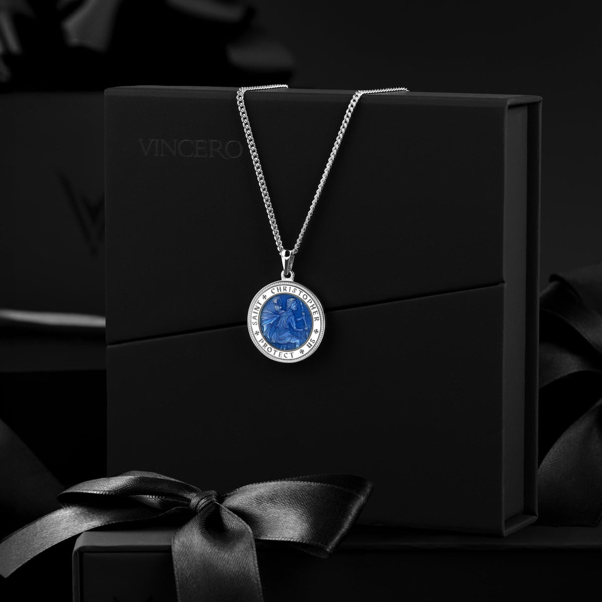 St. Christopher Pendant - Sapphire Blue