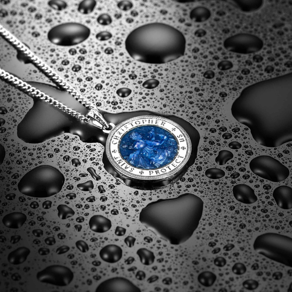 St. Christopher Pendant - Sapphire Blue