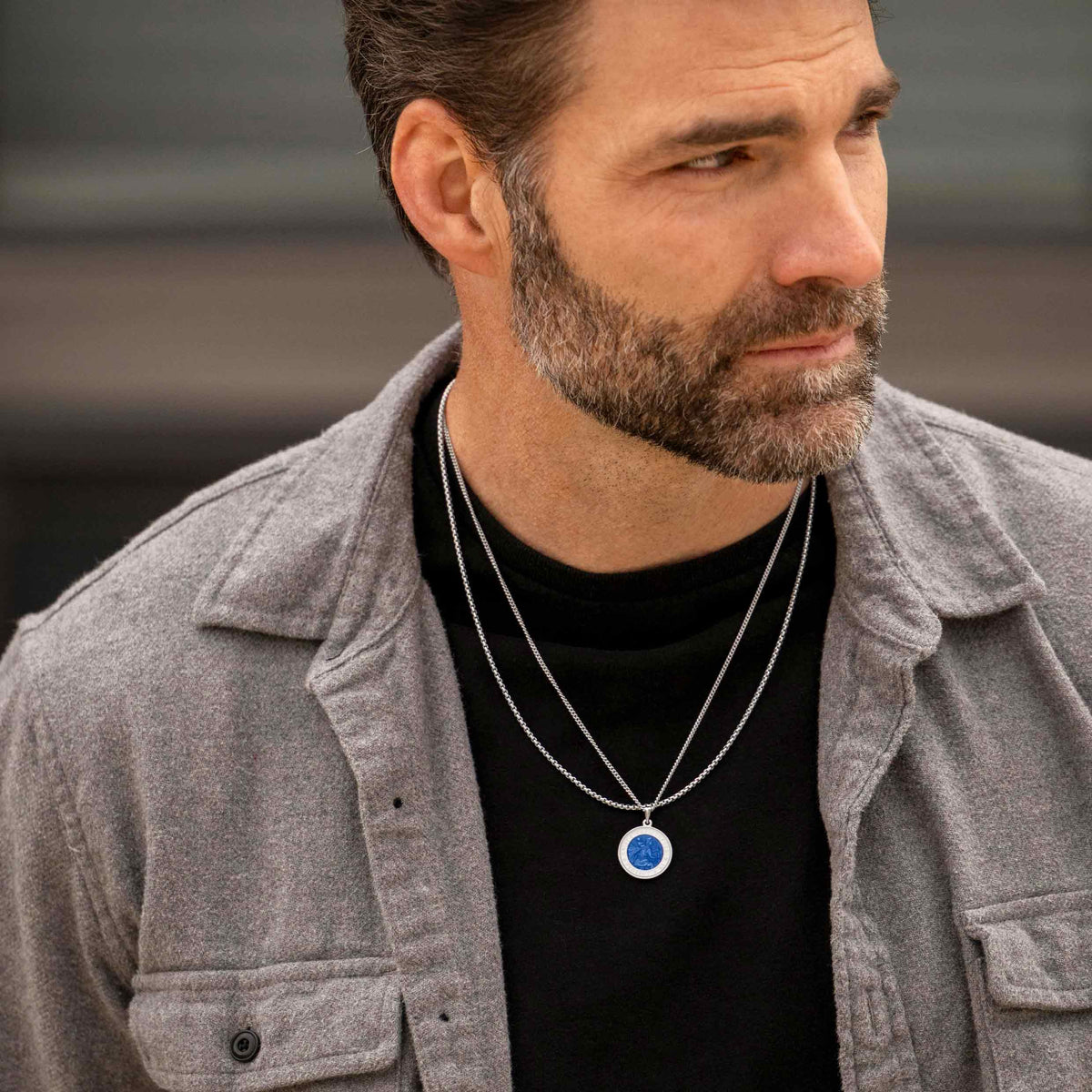 St. Christopher Pendant - Sapphire Blue