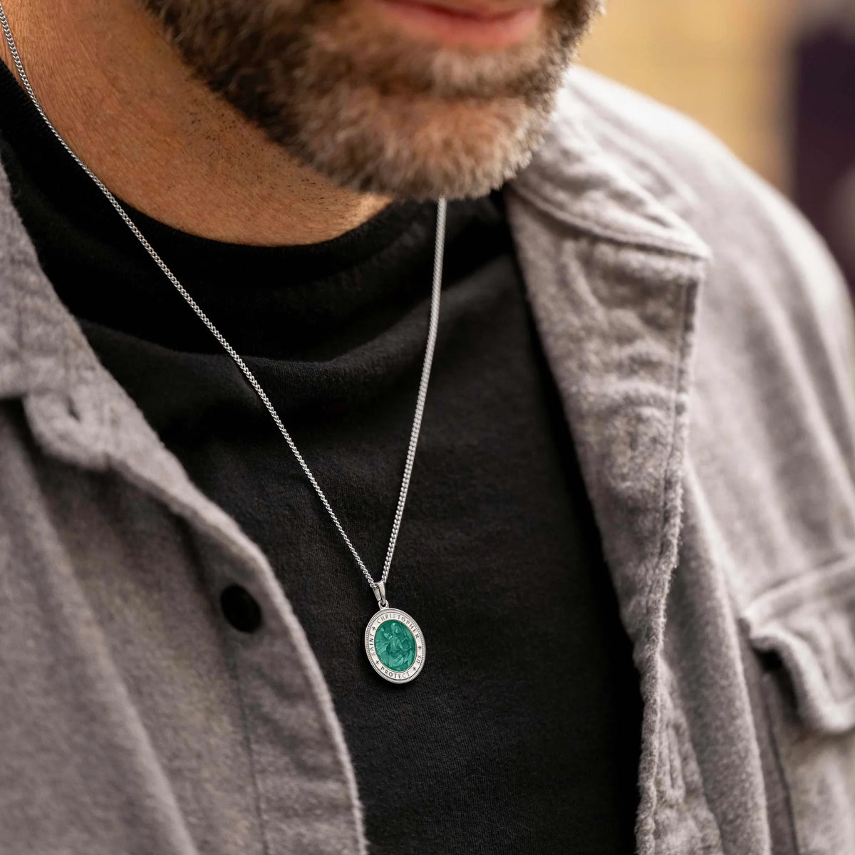 St. Christopher Pendant - Emerald Green
