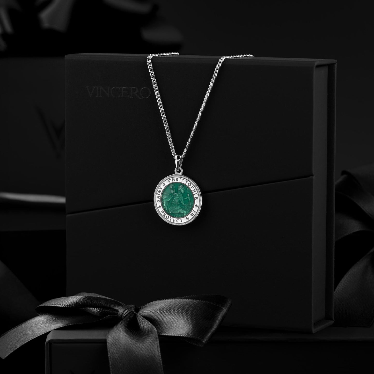 St. Christopher Pendant - Emerald Green