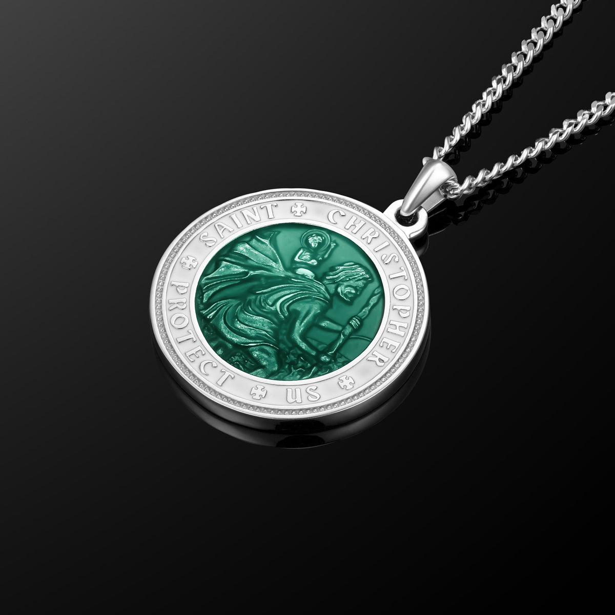 St. Christopher Pendant - Emerald Green
