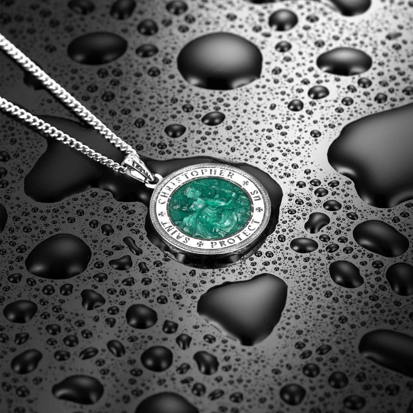St. Christopher Pendant - Emerald Green