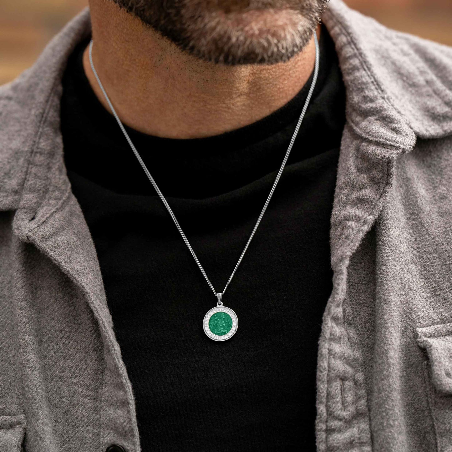 St. Christopher Pendant - Emerald Green