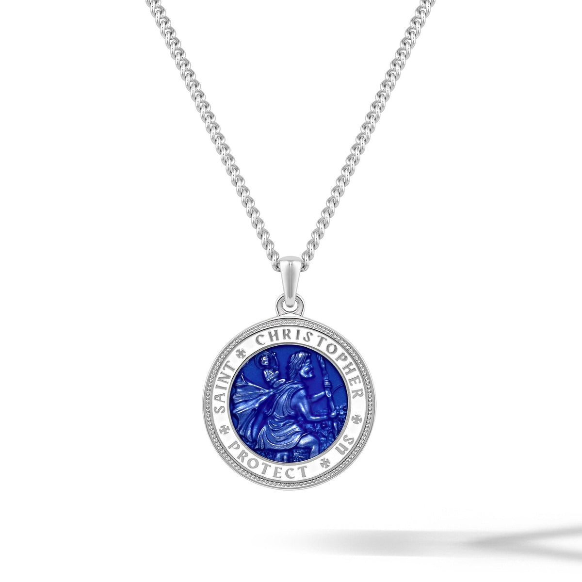St. Christopher Pendant - Sapphire Blue