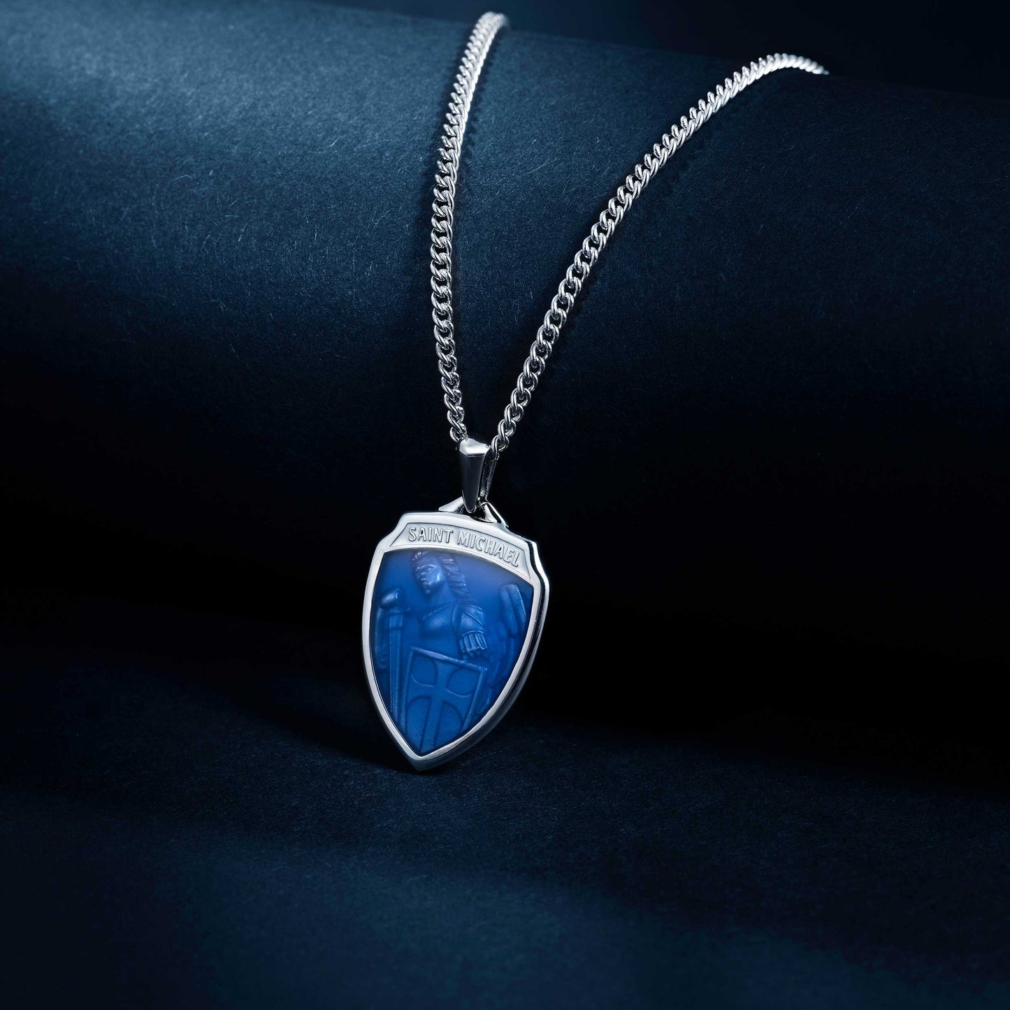 St. Michael Amulet - Sapphire Blue