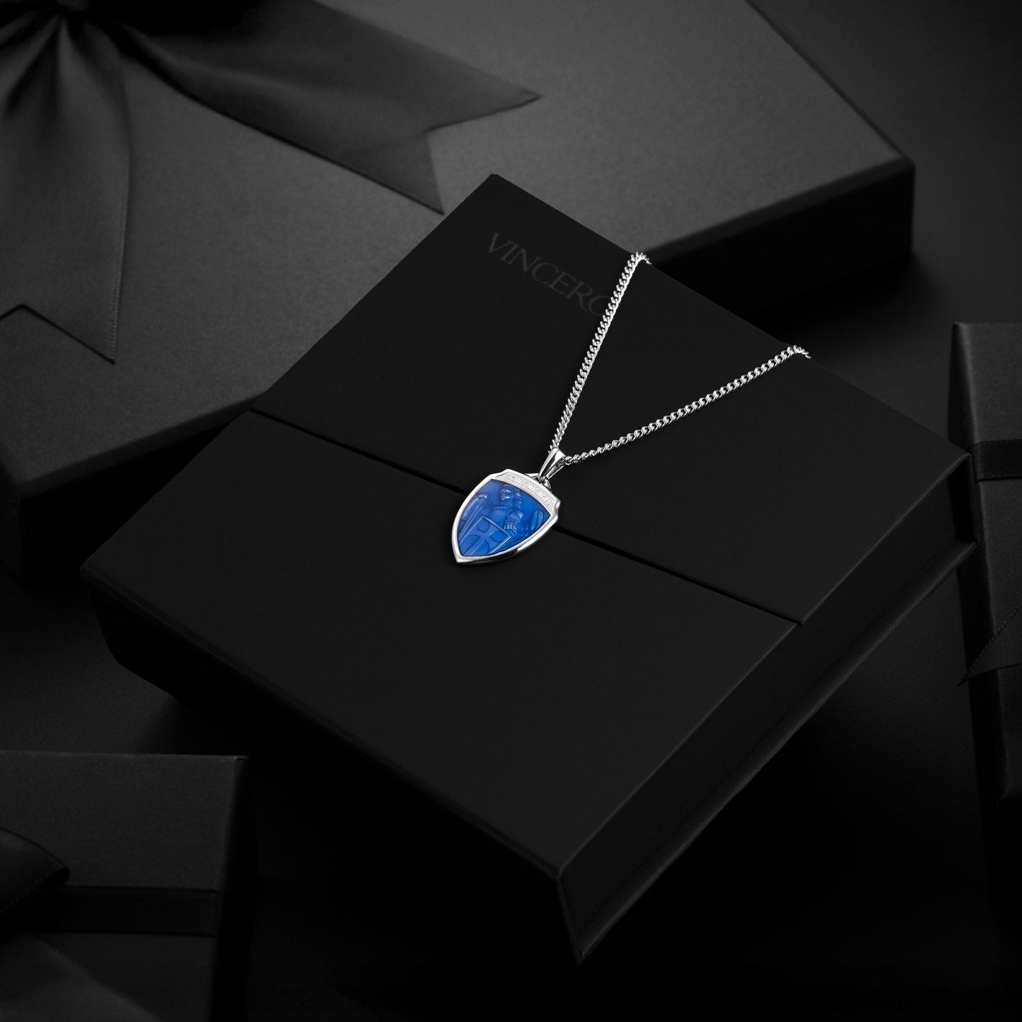 St. Michael Amulet - Sapphire Blue