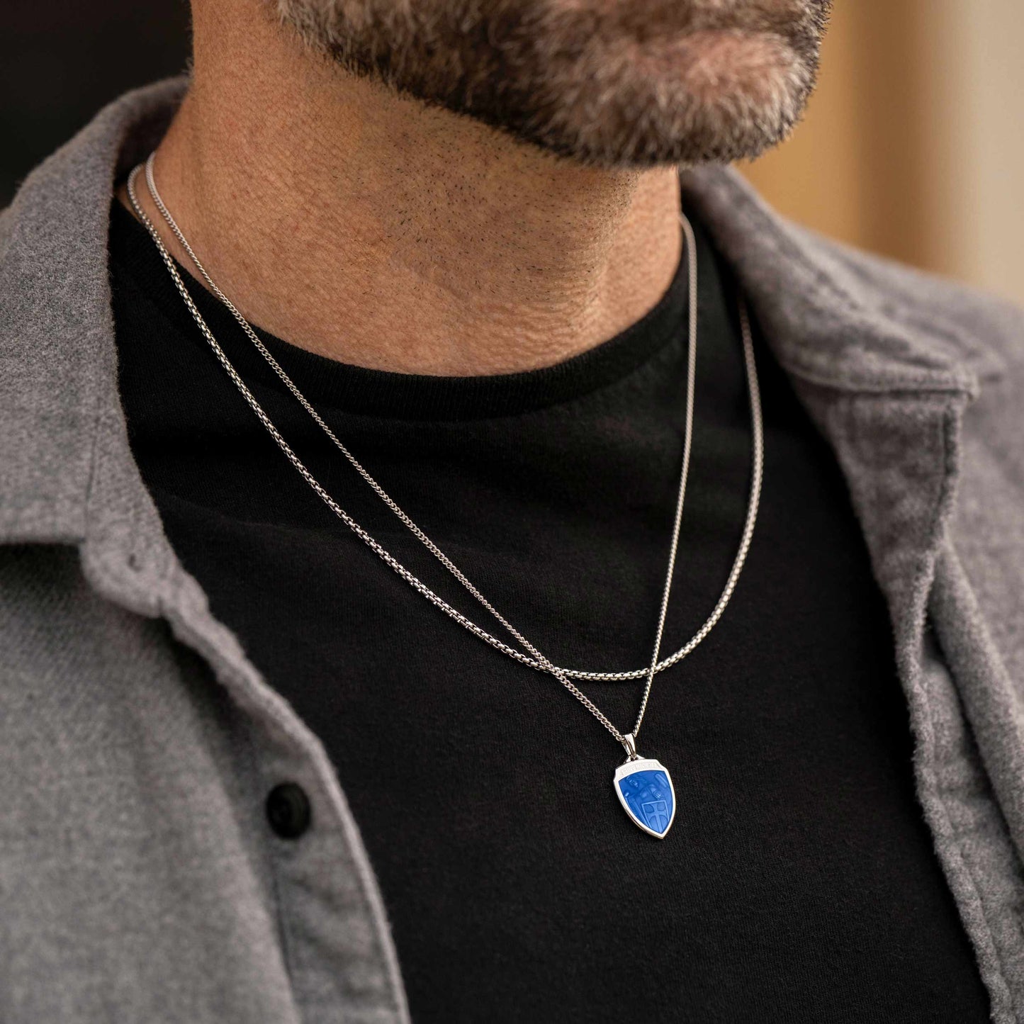 St. Michael Amulet - Sapphire Blue
