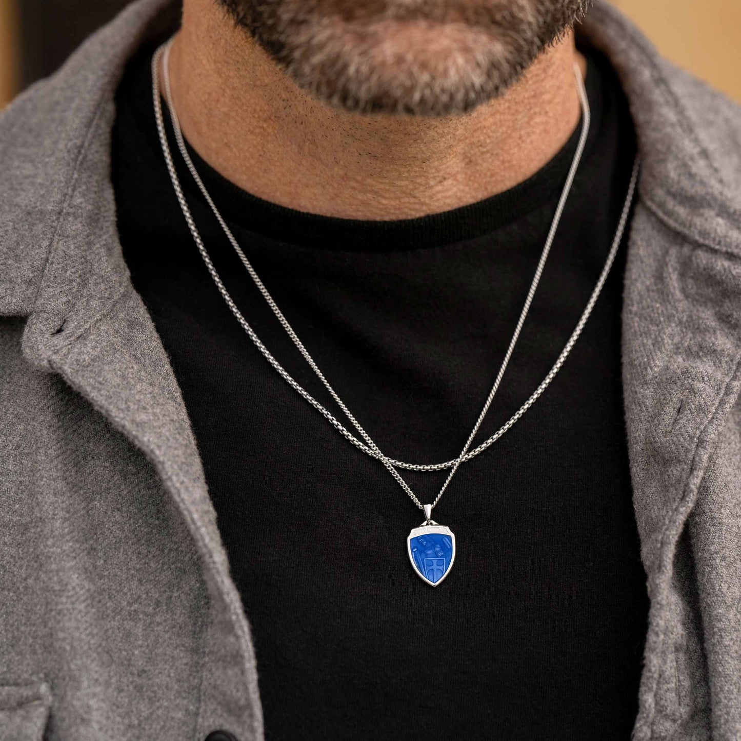 St. Michael Amulet - Sapphire Blue