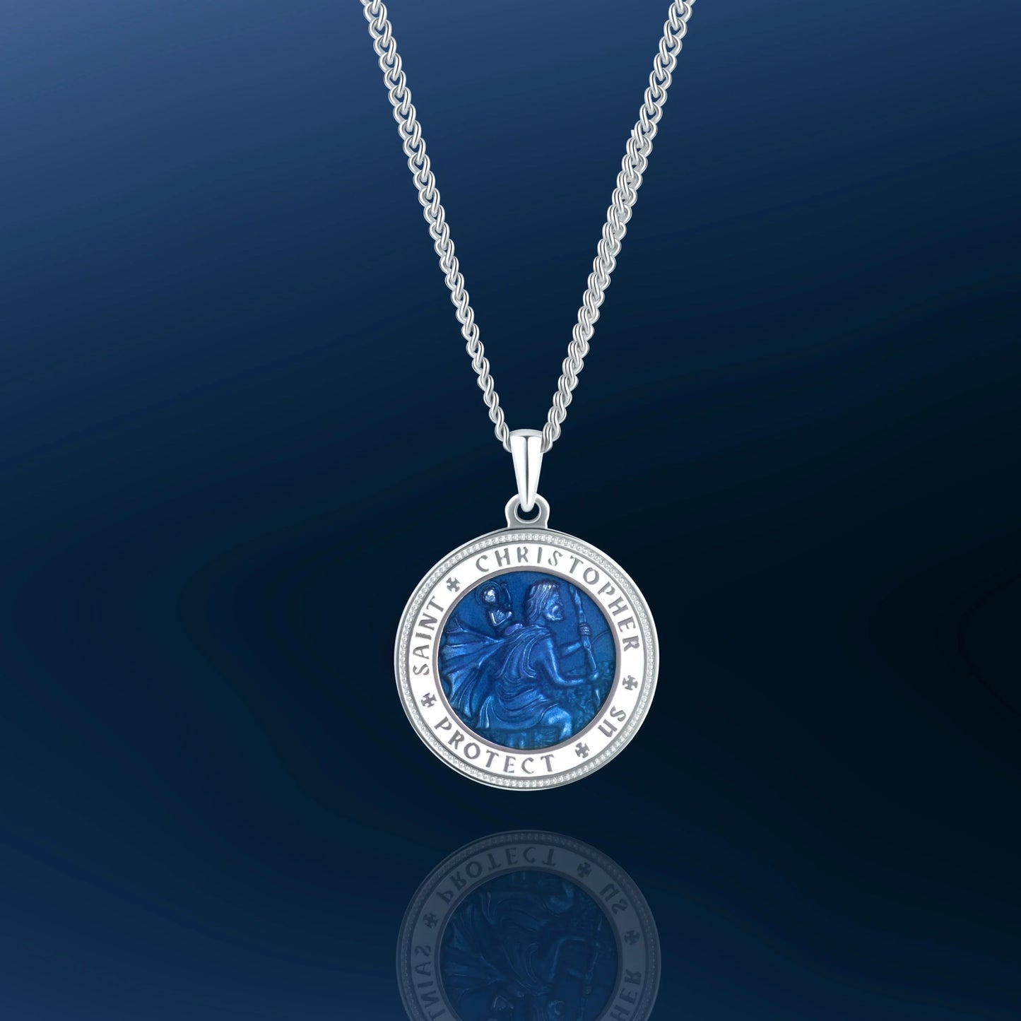 St. Christopher Pendant - Sapphire Blue