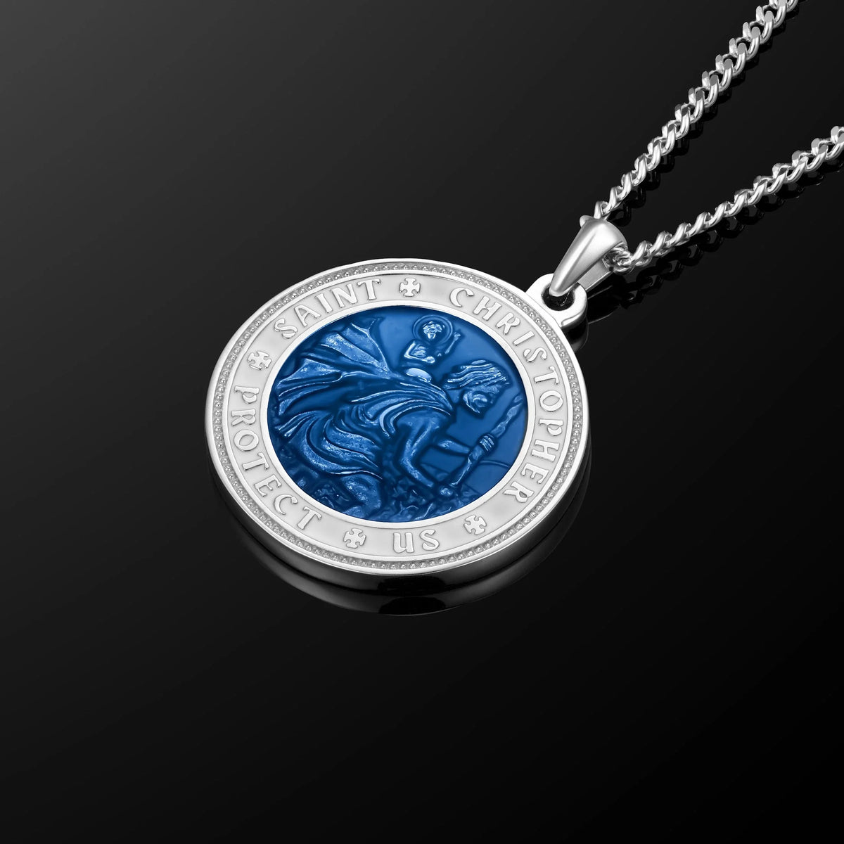St. Christopher Pendant - Sapphire Blue