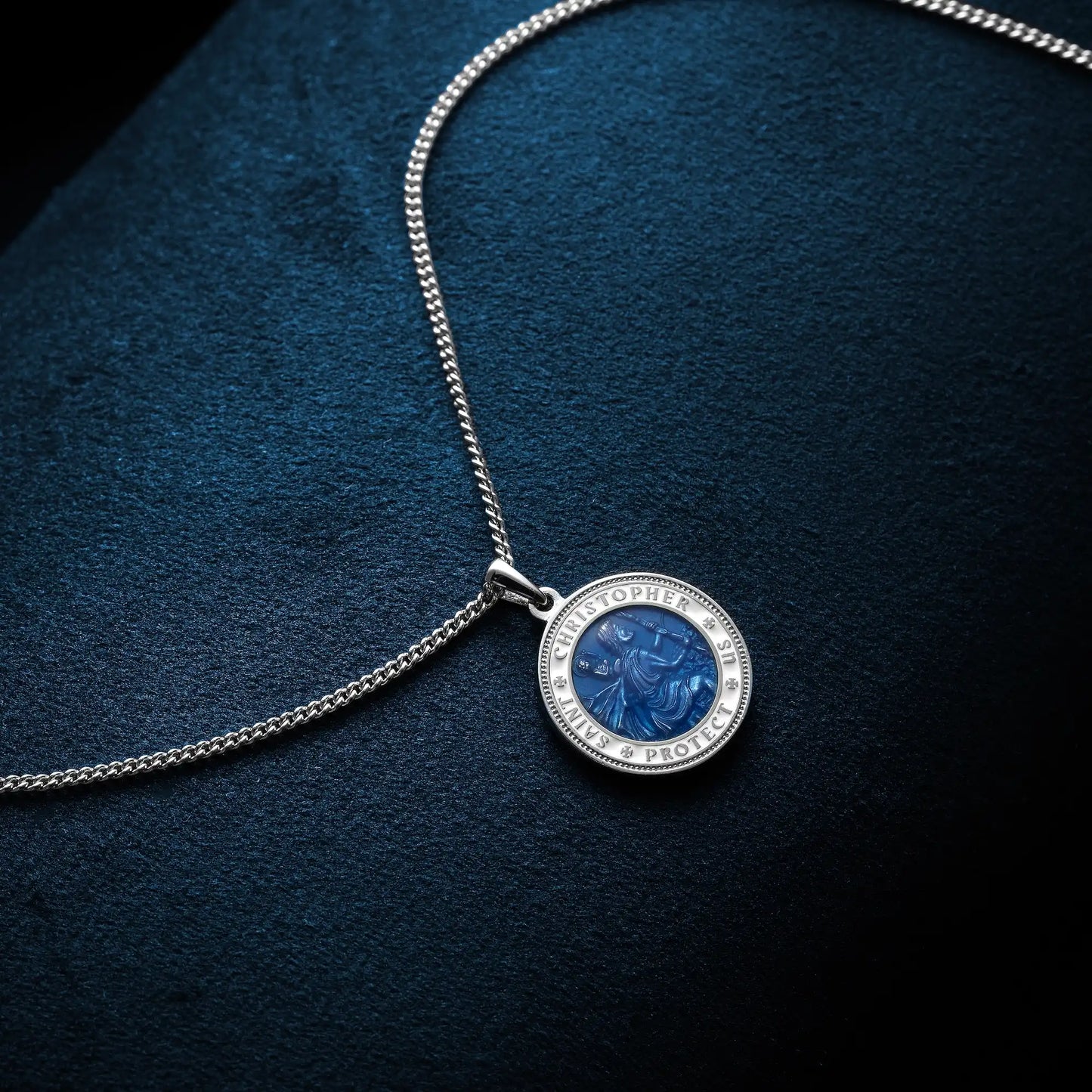 St. Christopher Pendant - Sapphire Blue