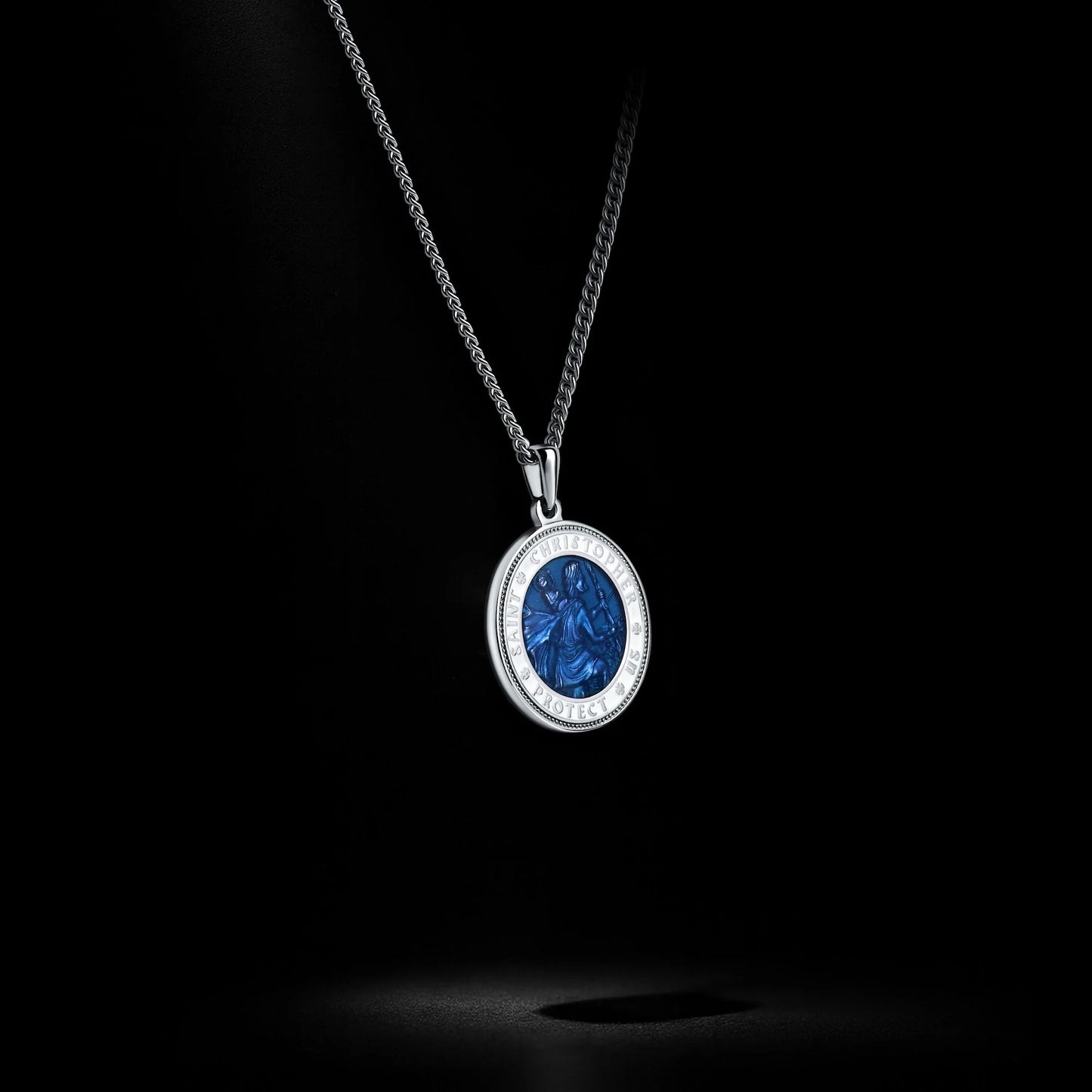 St. Christopher Pendant - Sapphire Blue