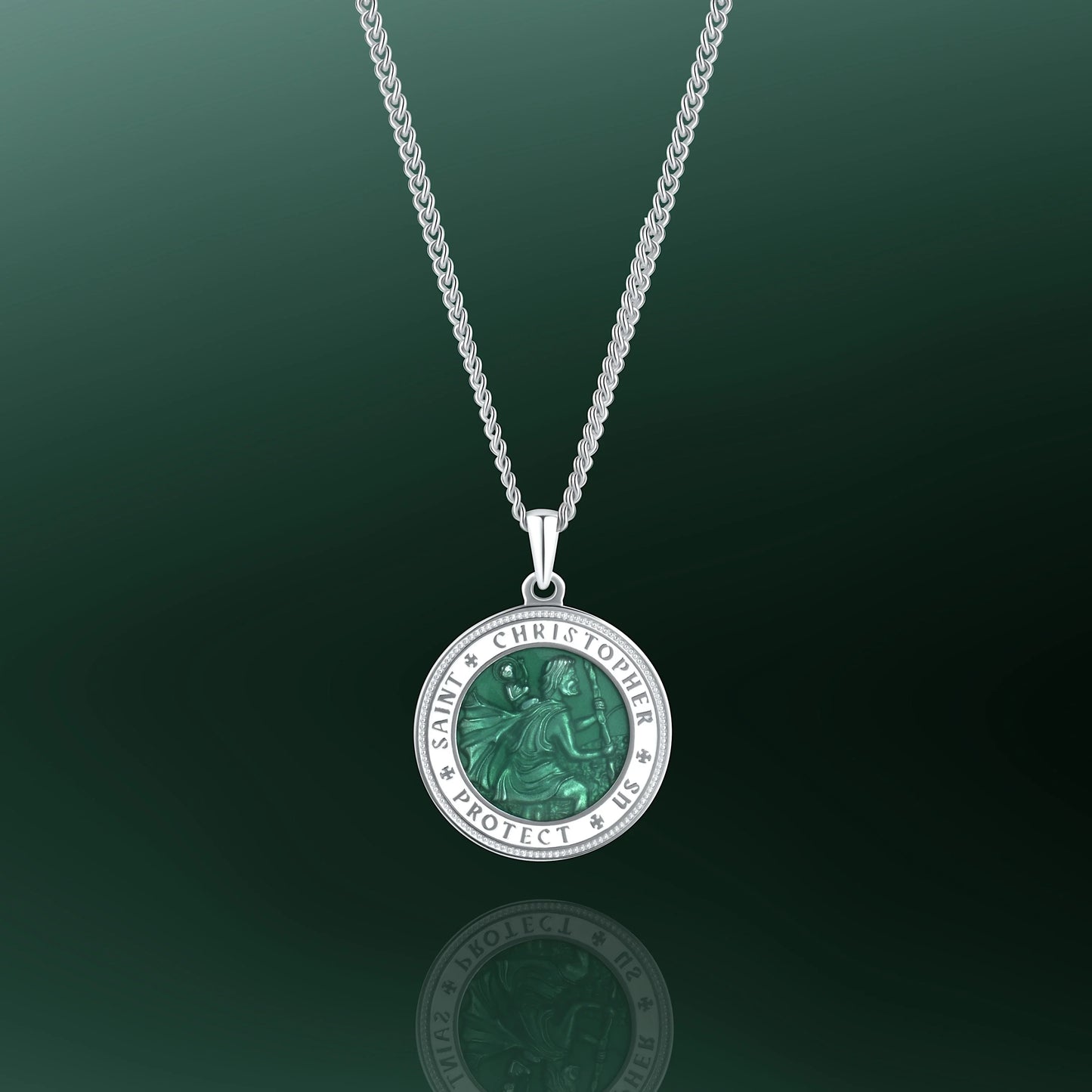 St. Christopher Pendant - Emerald Green