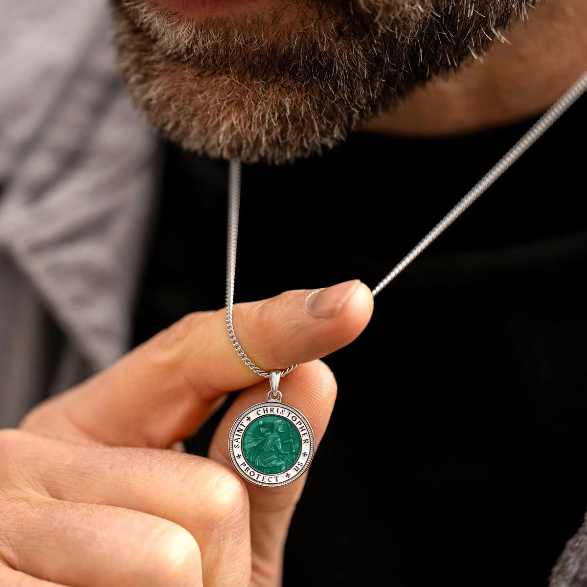 St. Christopher Pendant - Emerald Green
