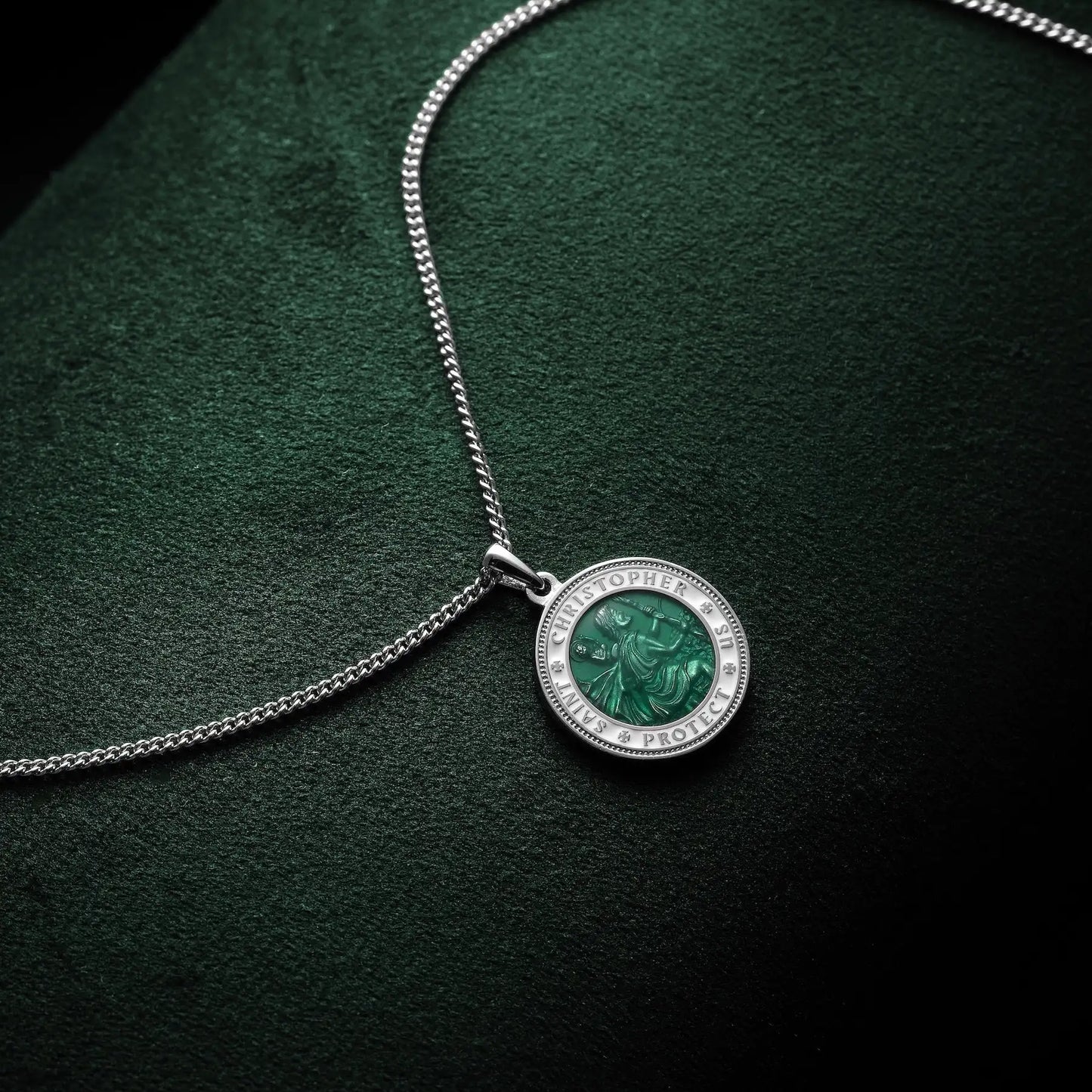 St. Christopher Pendant - Emerald Green