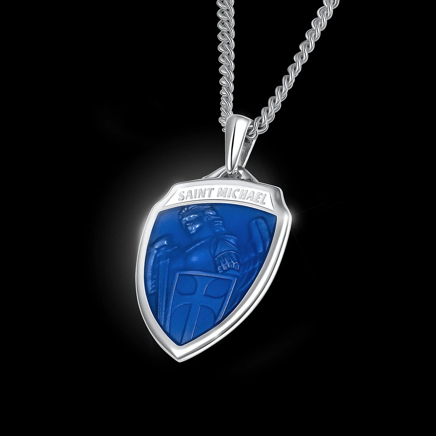St. Michael Amulet - Sapphire Blue