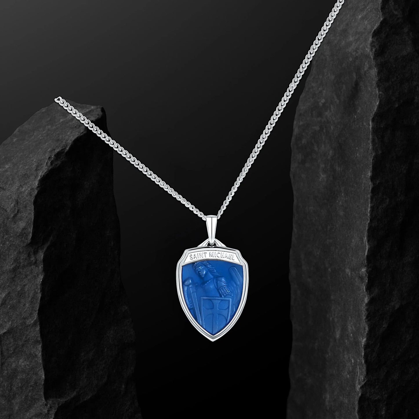 St. Michael Amulet - Sapphire Blue