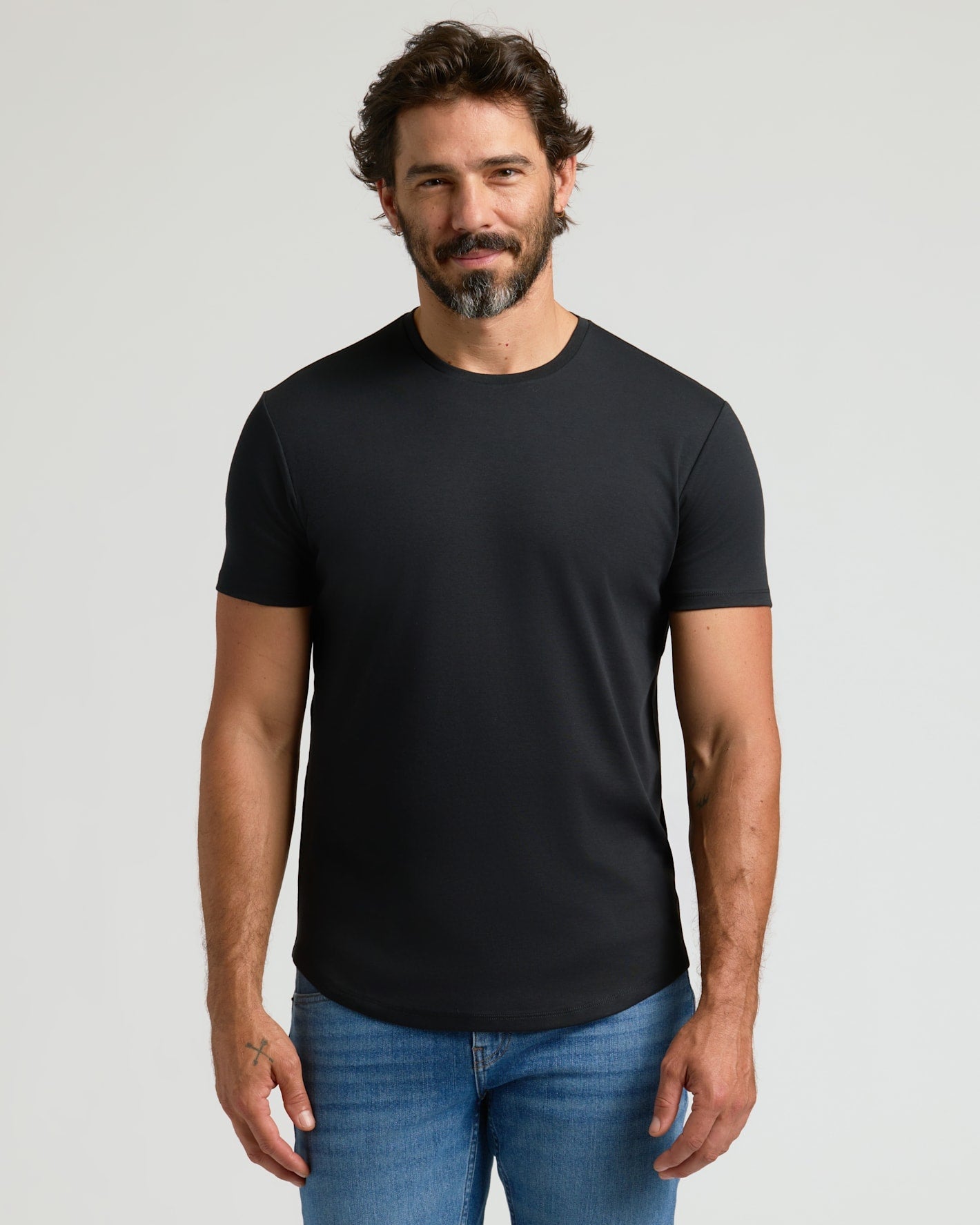 Pima Cotton Blend Curved Hem Crew 2-Pack