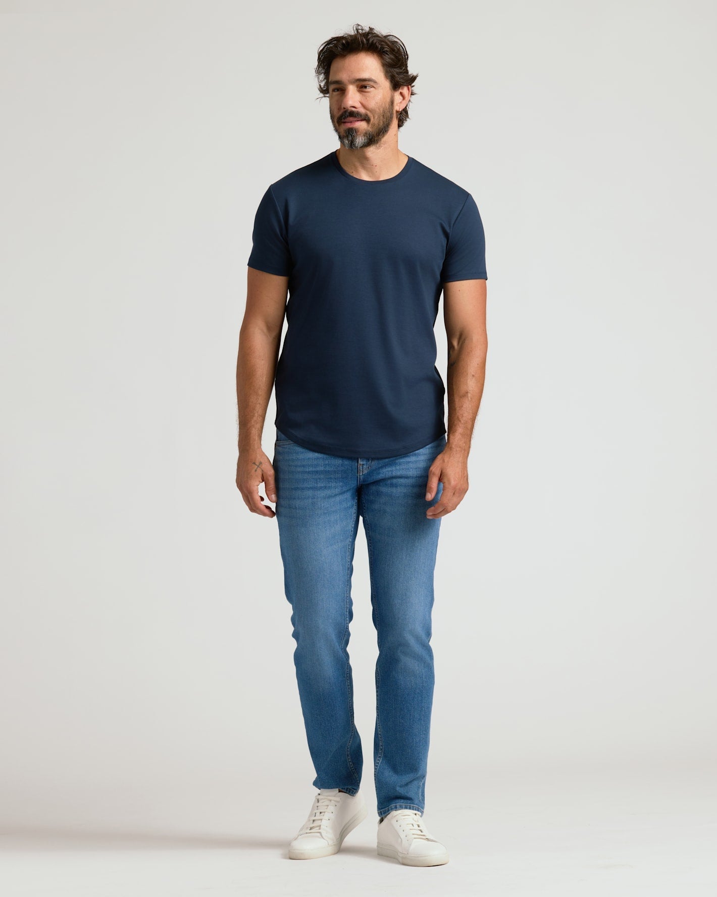 Pima Cotton Blend Curved Hem Crew 2-Pack
