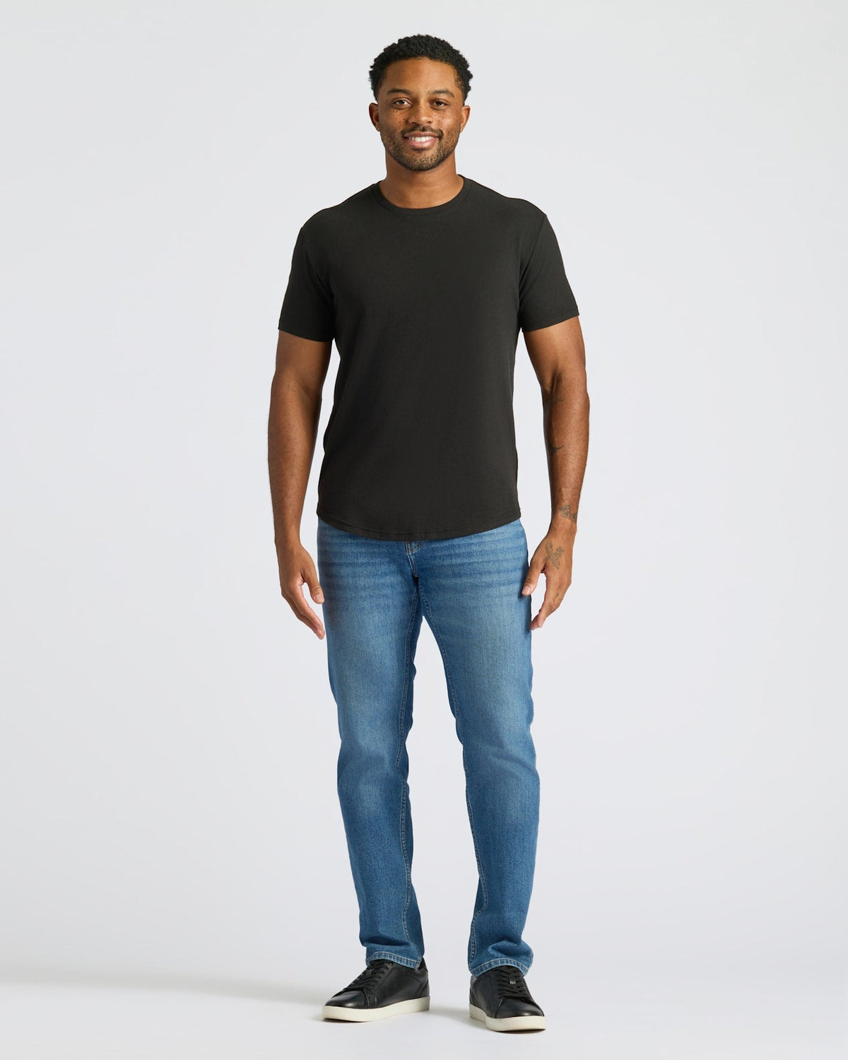 Black Curved Hem Classic Crew Neck 6-Pack