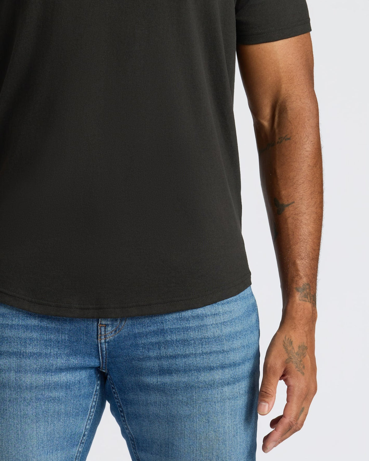 Black Curved Hem Classic Crew Neck 6-Pack