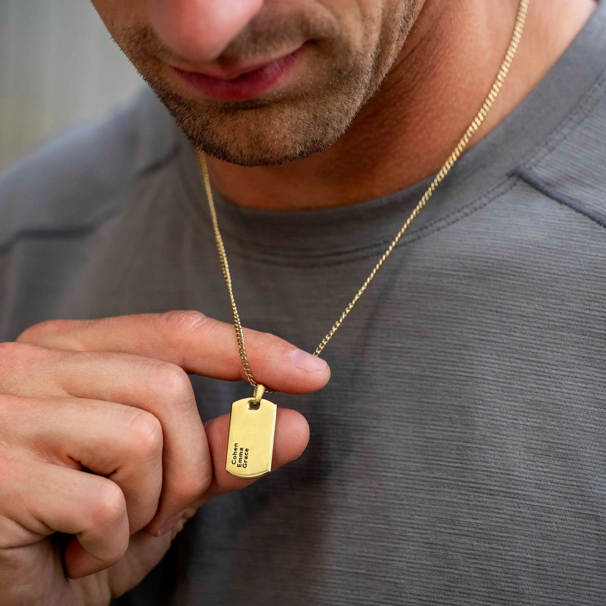 Beveled Tag Pendant - 14K Gold