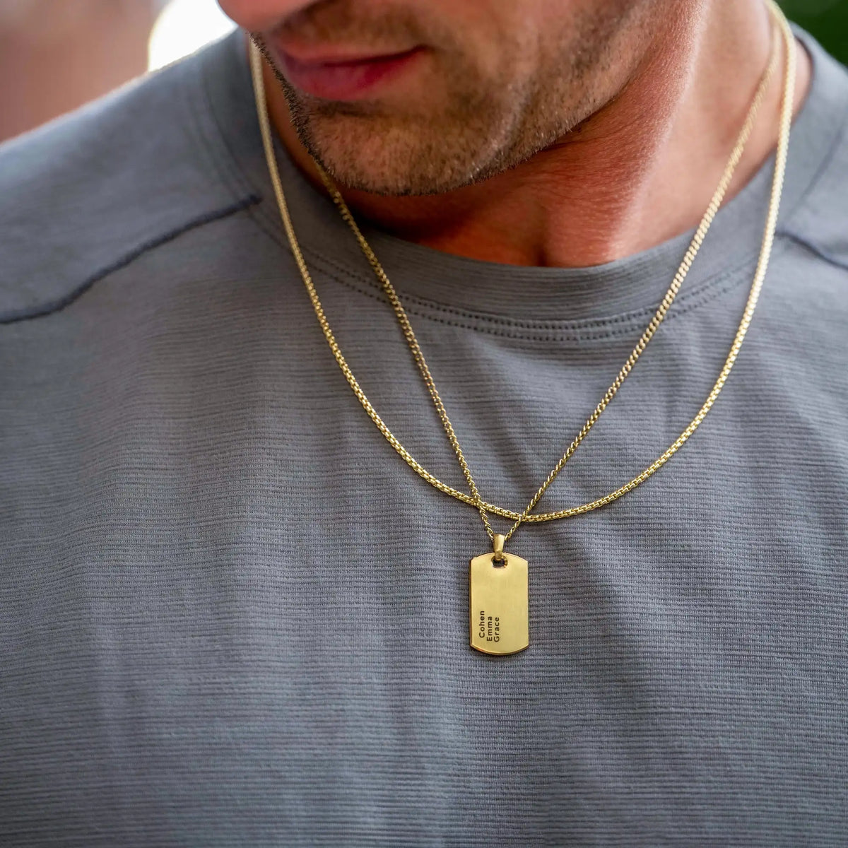 Beveled Tag Pendant - 14K Gold