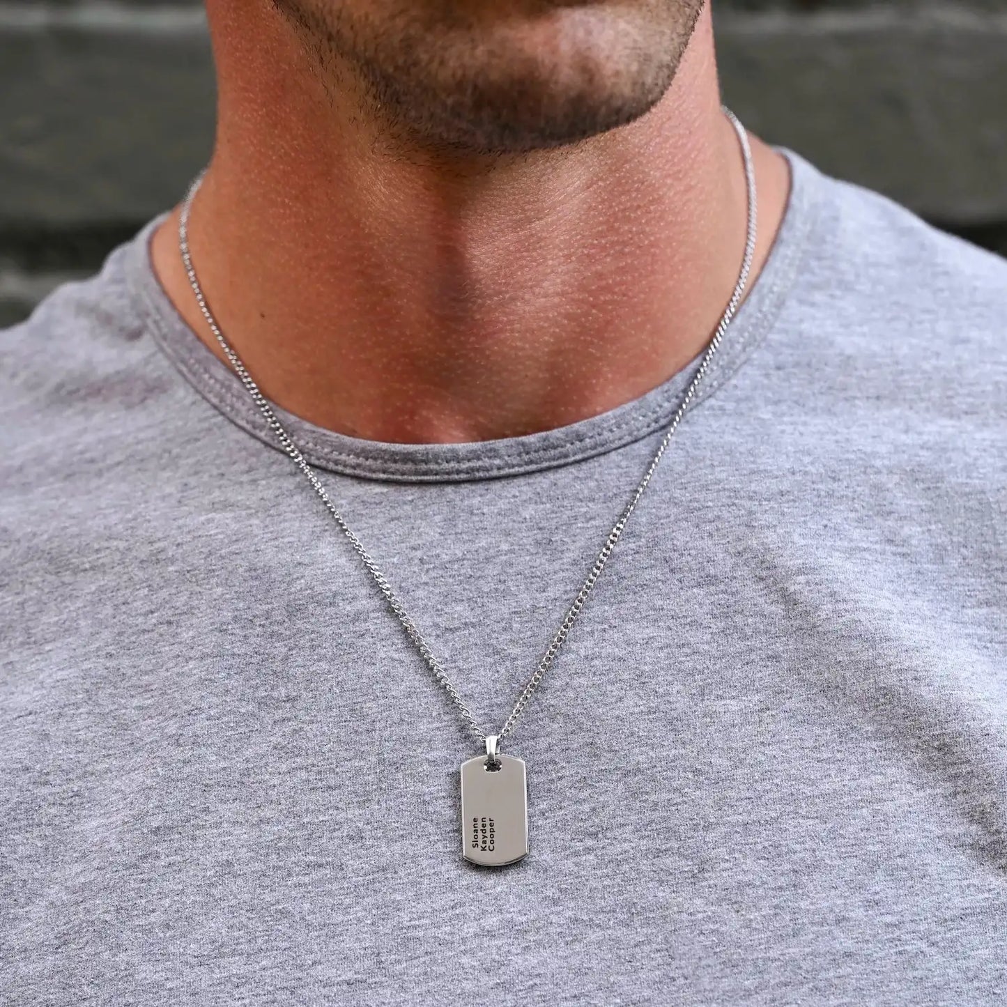 Beveled Tag Pendant - Silver