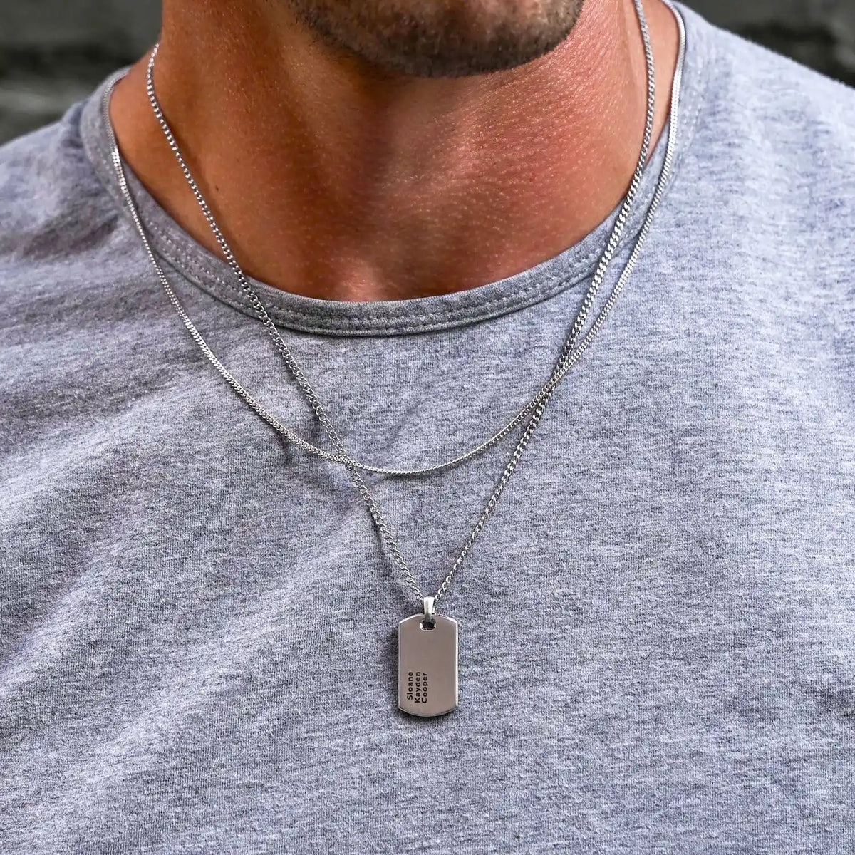 Beveled Tag Pendant - Silver
