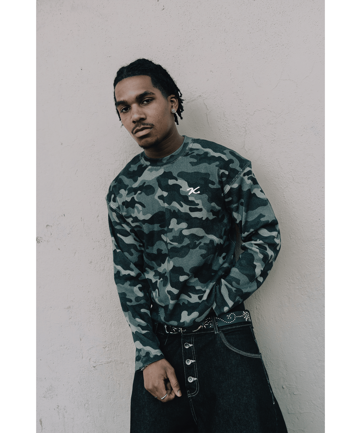 KAIZEN MARKET CAMO WAFFLE LONGSLEEVE — XS — Back View