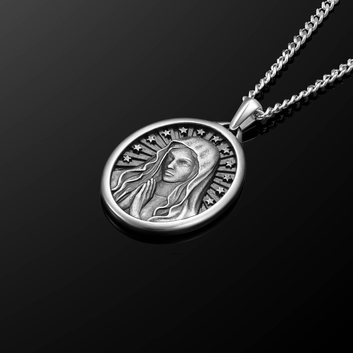 Virgin Mary Pendant - Sterling Silver