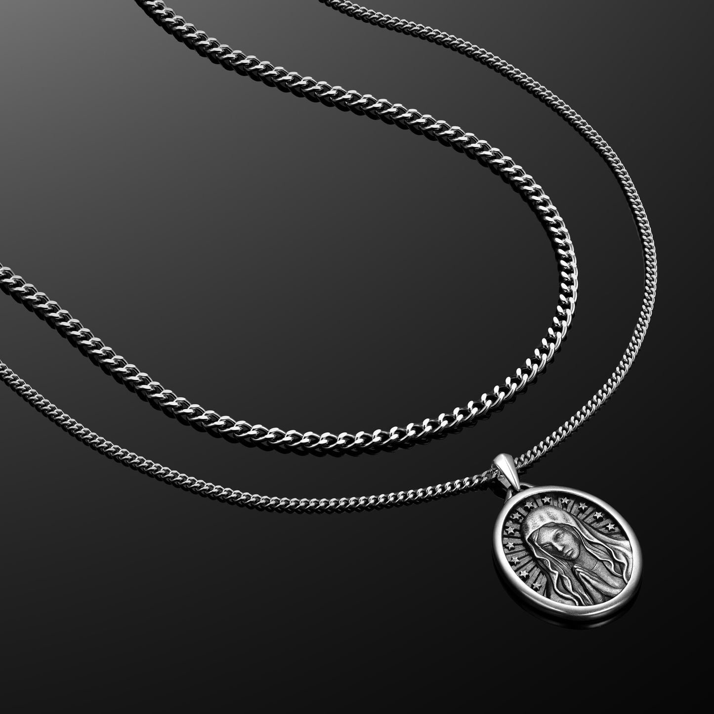 Virgin Mary Pendant - Sterling Silver