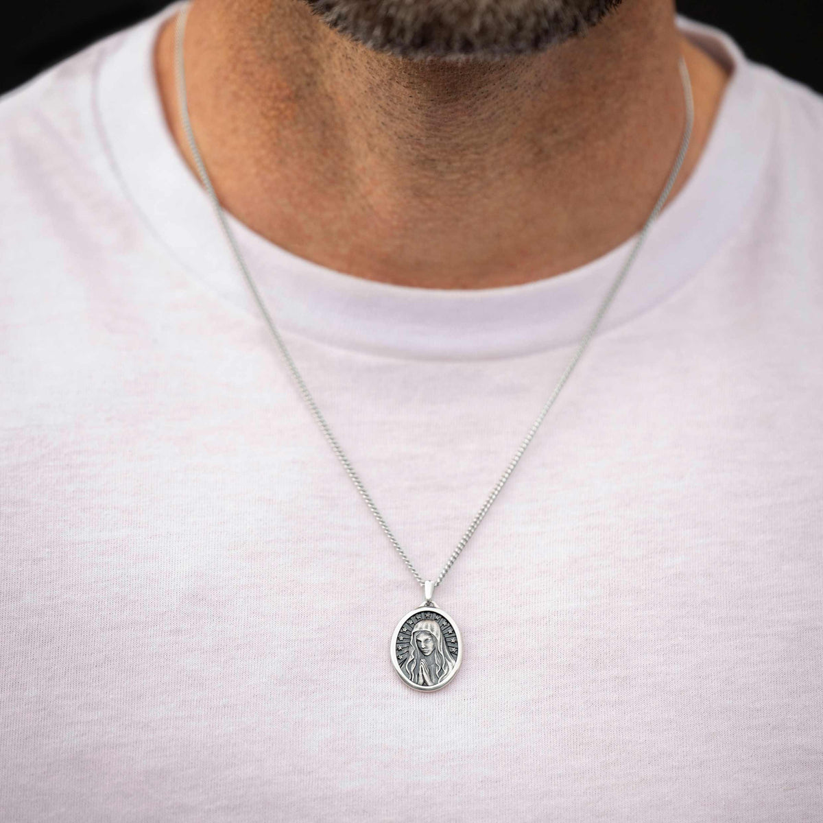 Virgin Mary Pendant - Sterling Silver
